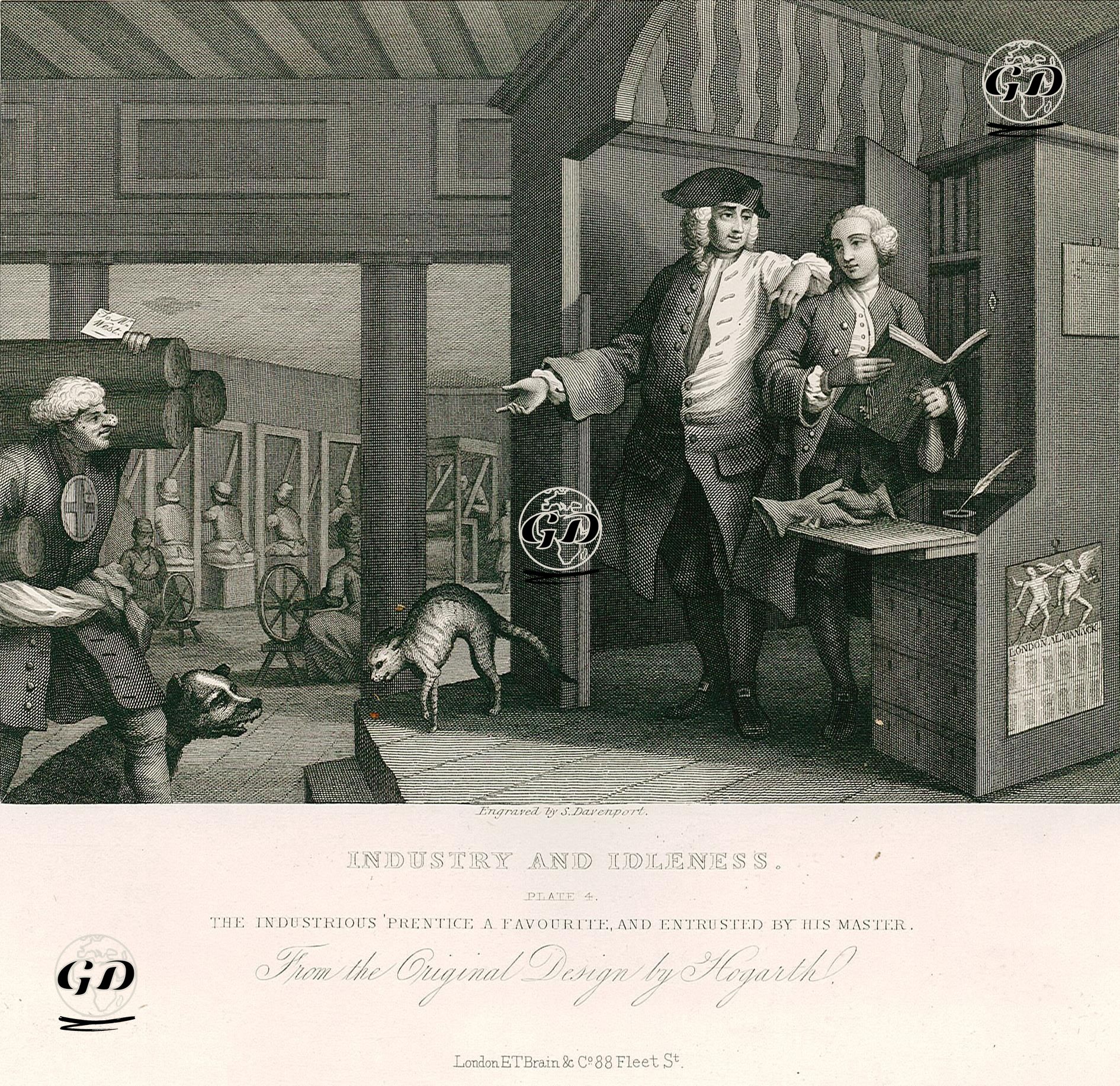 Industry And Idleness-The Industrious Prentice A Favourite And Entrusted By His Master-Plate 4 - William Hogarth (1697-1764) - 1833