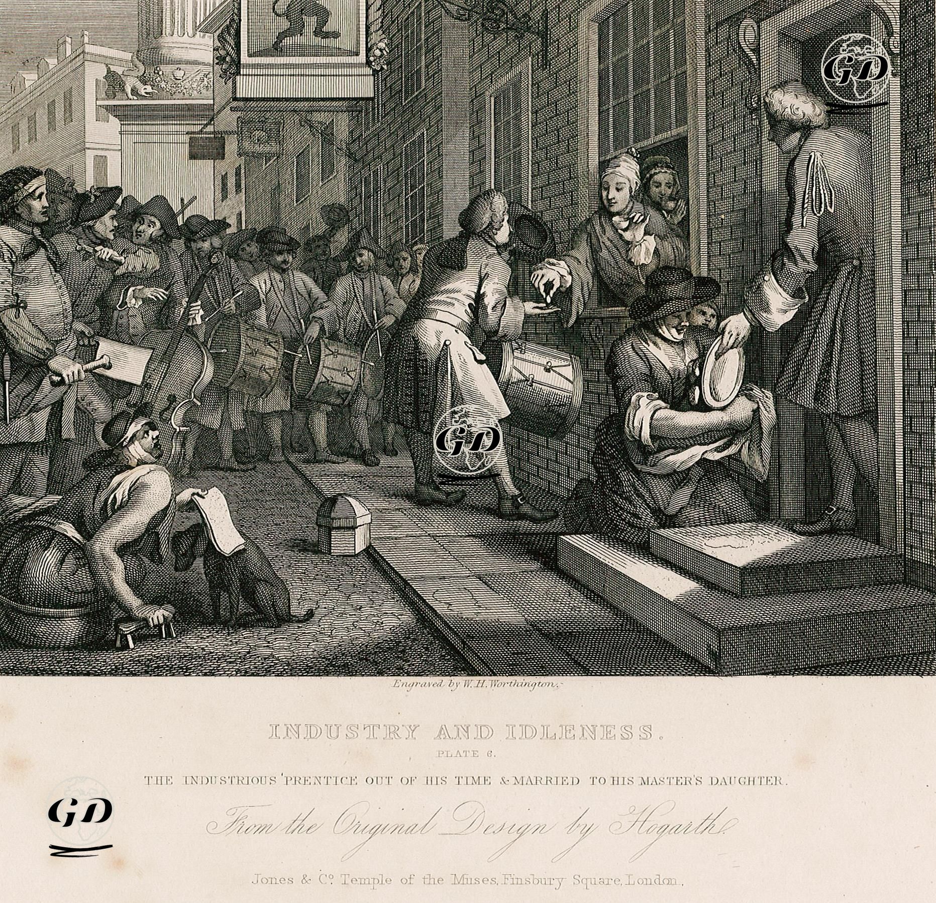 Industry And Idleness-The Industrious Prentice Out Of His Time & Married To His Master's Daughter-Plate 6 - William Hogarth (1697-1764) - 1833
