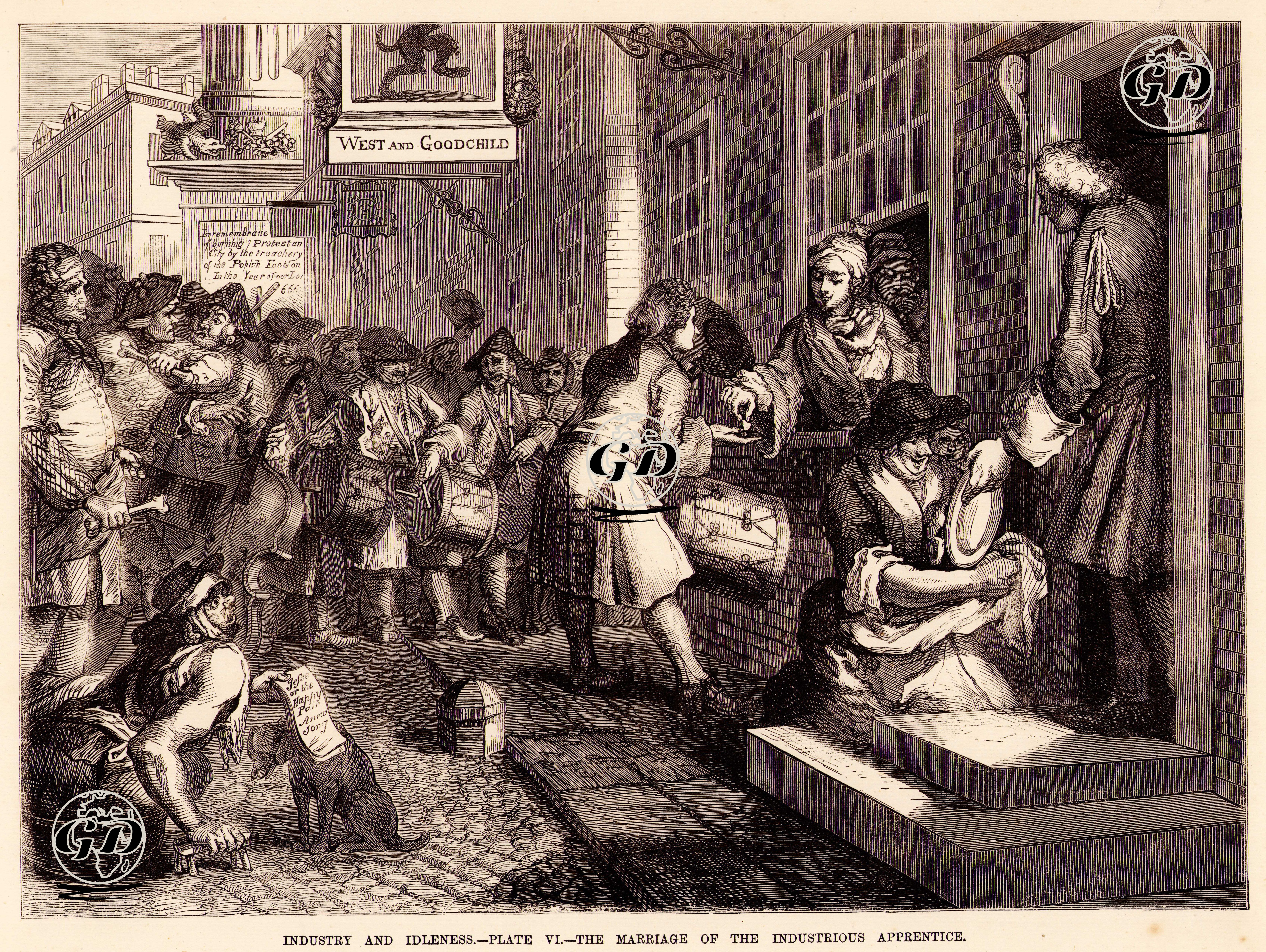 Industry And Idleness-Plate VI-The Marriage Of The The Industrious Apprentice - William Hogarth (1697-1764) - 1870's