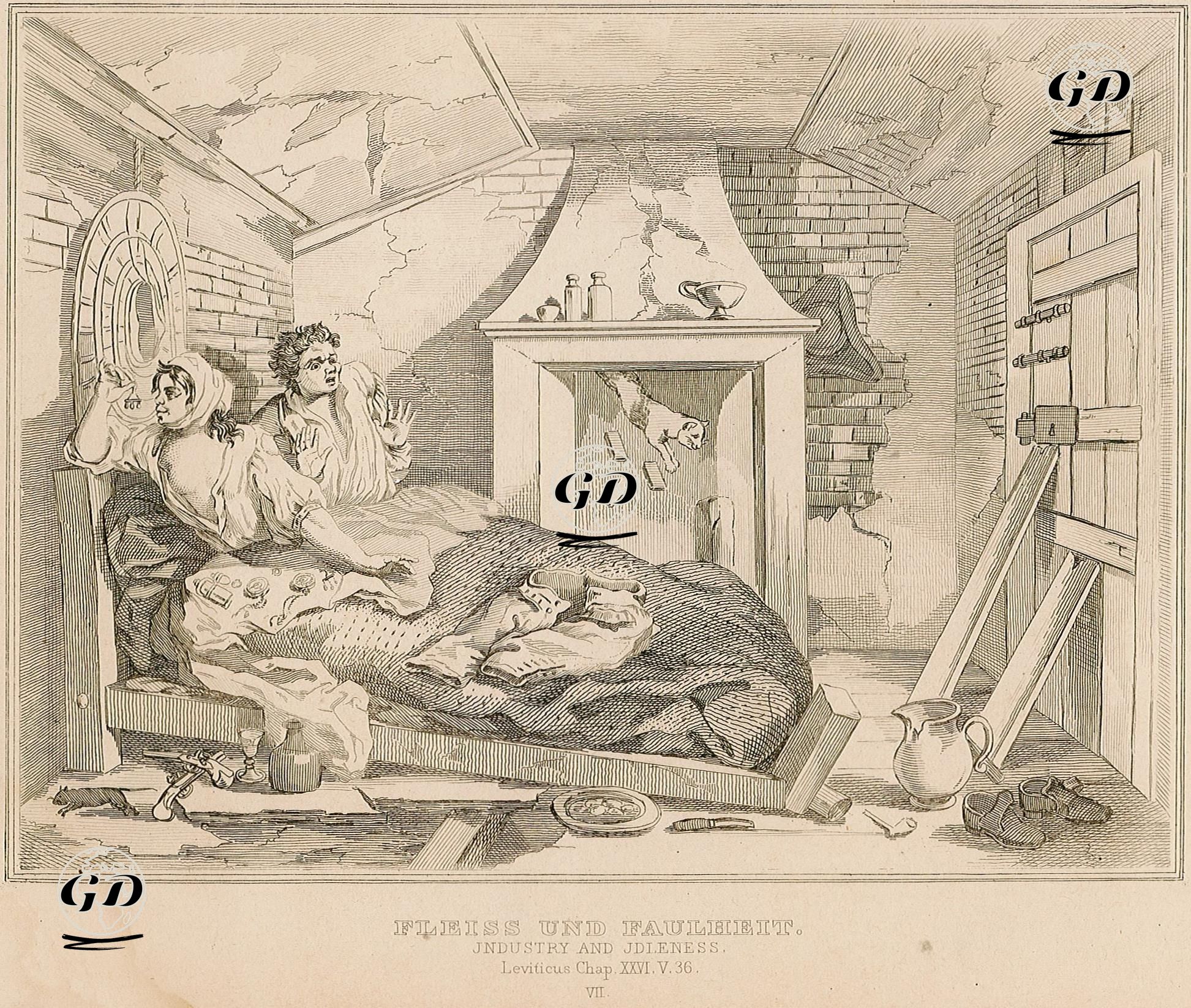 Fleiss Und Faulheit-Industry And Idleness-Leviticus Chap.XXVI.V.36-Plate 7 - William Hogarth (1697-1764) - 1840