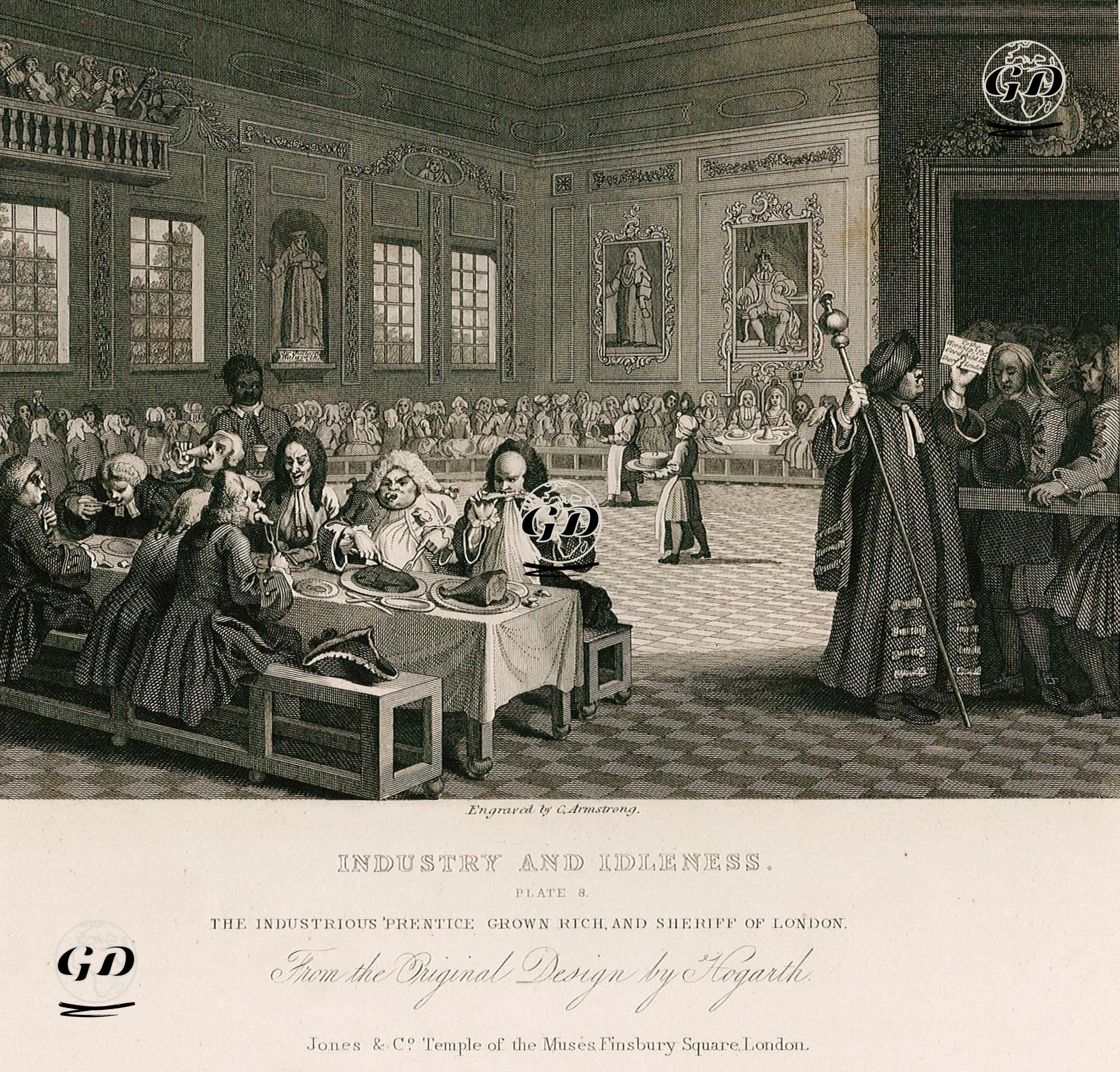 Industry And Idleness-The Industrious Prentice Grown Rich And Sheriff Of London-Plate 8 - William Hogarth (1697-1764) - 1833