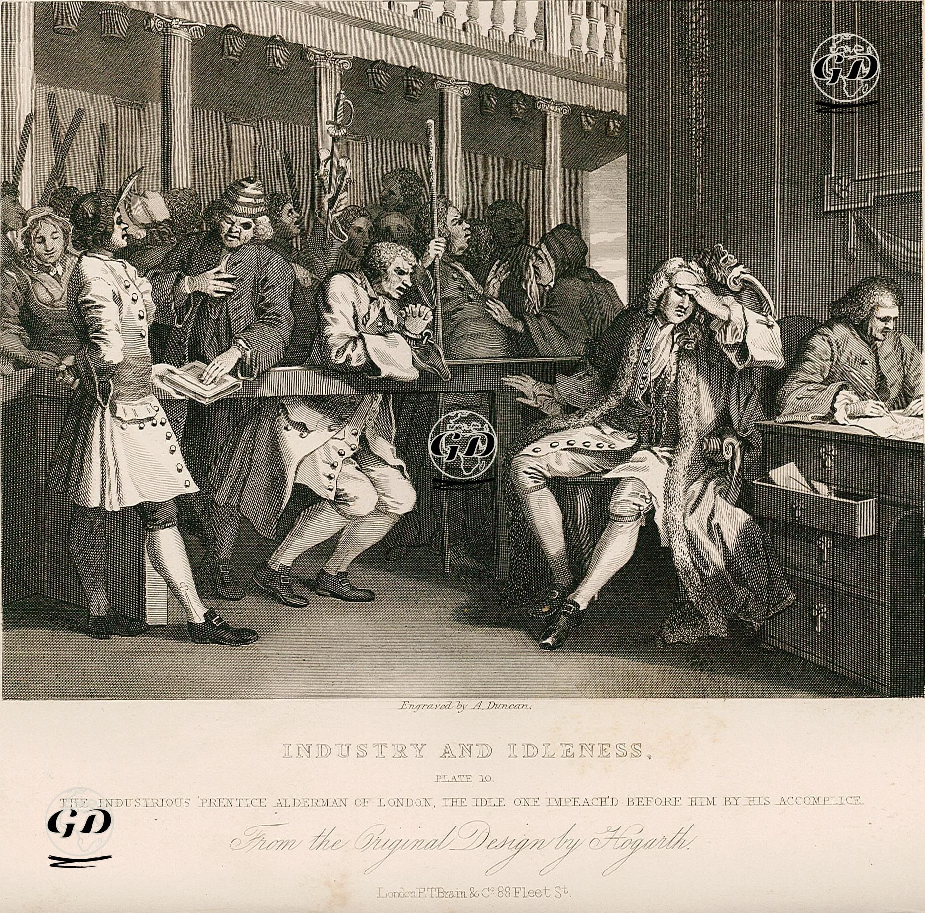 Industry And Idleness-The Industrious Prentice Alderman Of London, The Idle One Impeach'd Before Him By His 
Accomplice-Plate 10. - William Hogarth (1697-1764) - 1833
