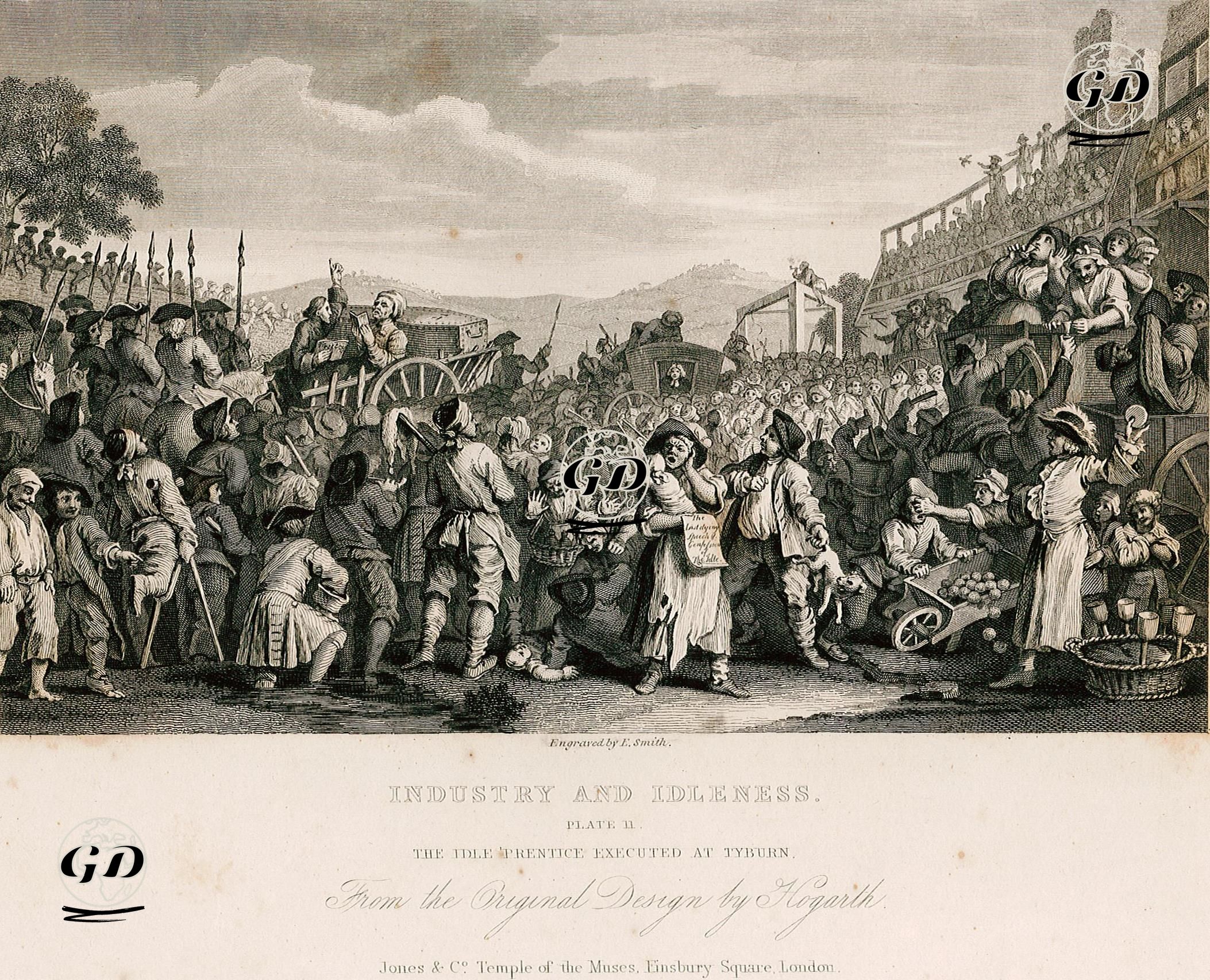 Industry And Idleness-The Idle Prentice Executed At Tyburn-Plate 11. - William Hogarth (1697-1764) - 1833