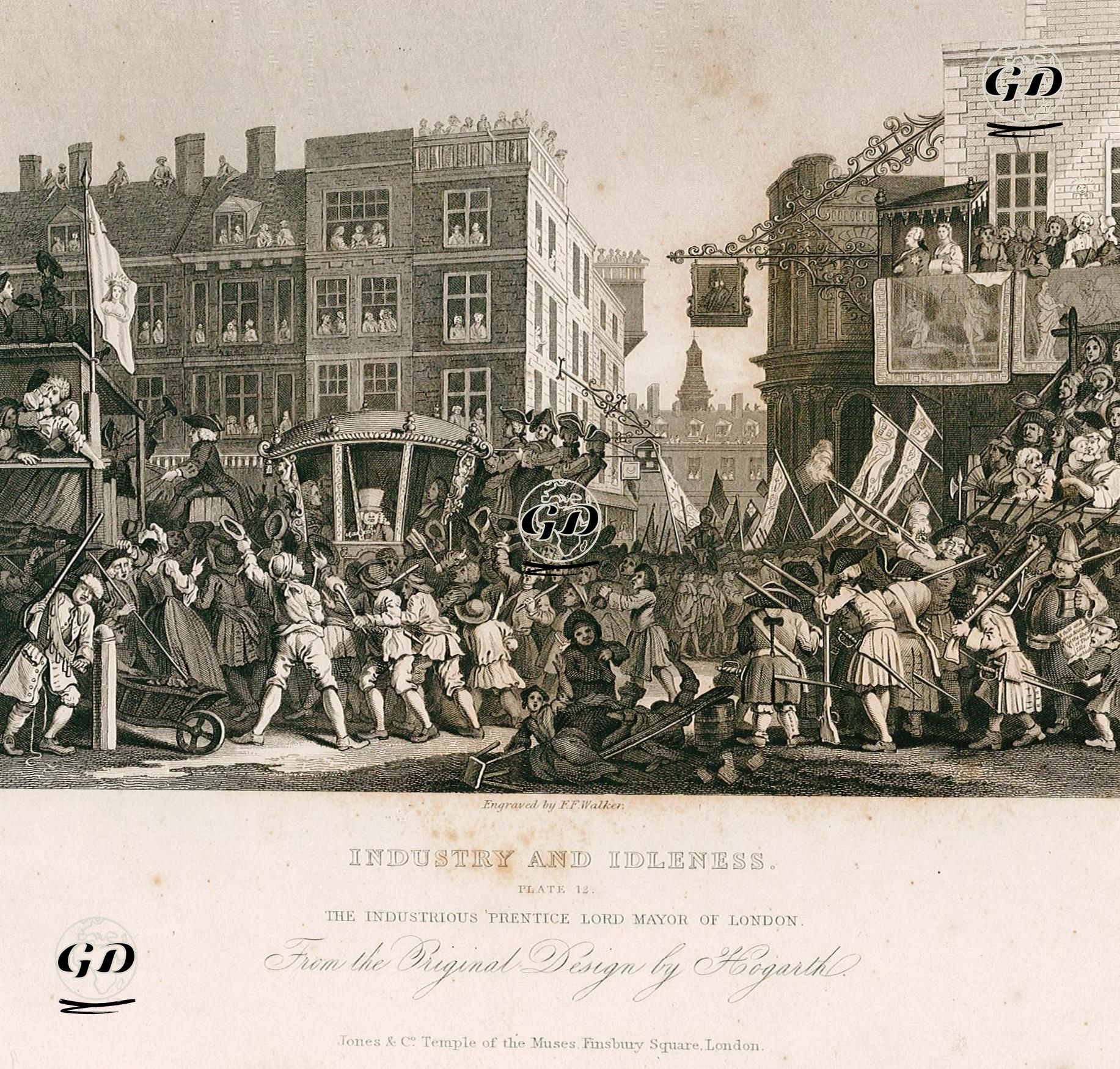 Industry And Idleness-The Industrious Prentice Lord Mayor Of London-Plate 12. - William Hogarth (1697-1764) - 1833