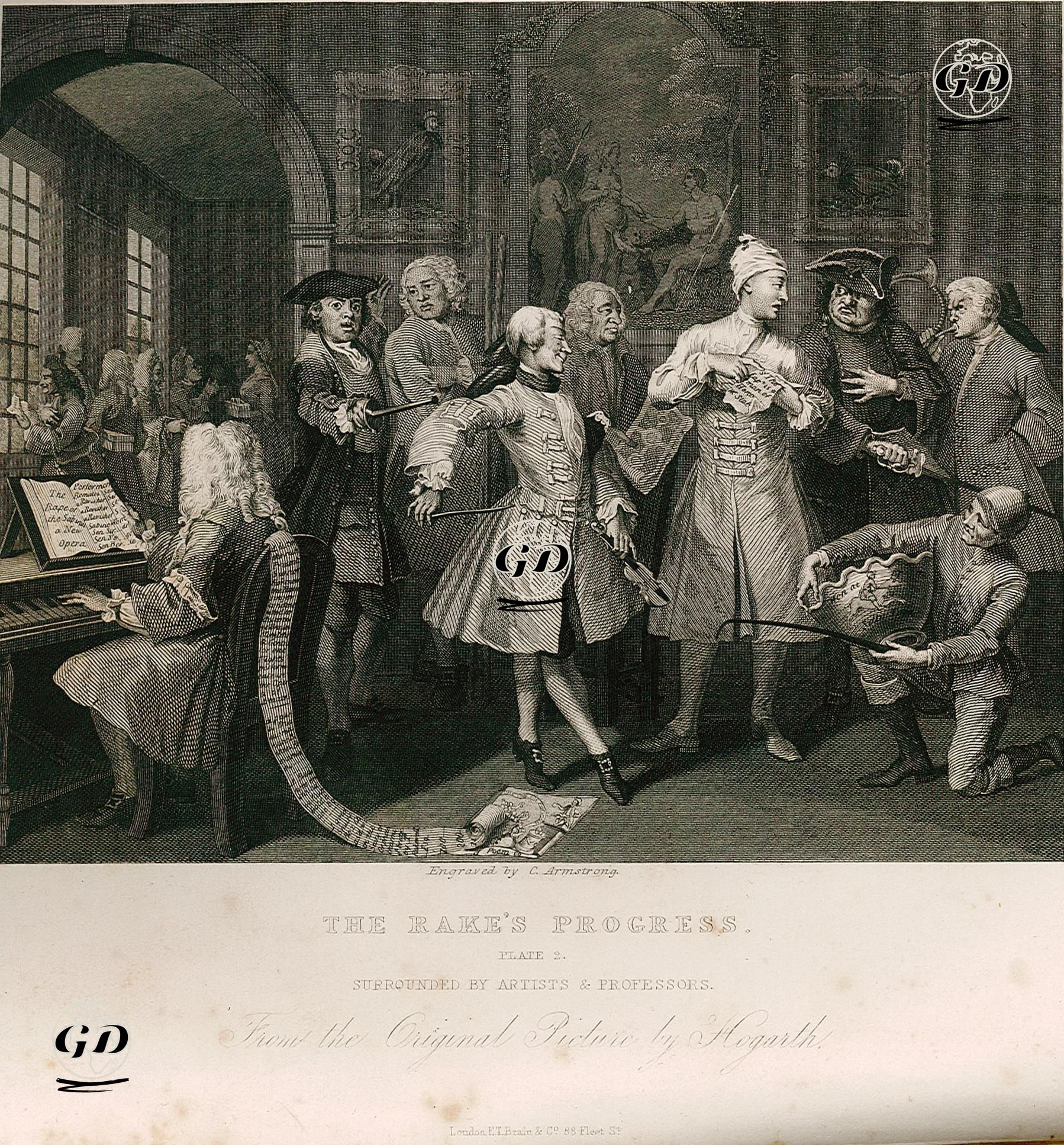 The Rake's Progress-Surrounded By Artists & Professors-Plate 2 - William Hogarth (1697-1764) - 1833