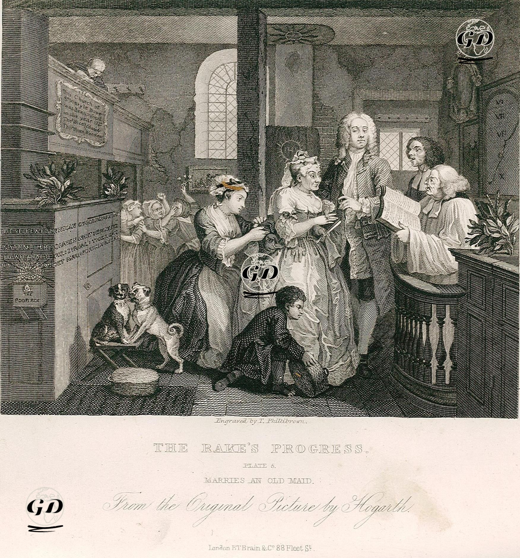 The Rake's Progress-Marries An Old Maid- Plate 5 - William Hogarth (1697-1764) - 1833