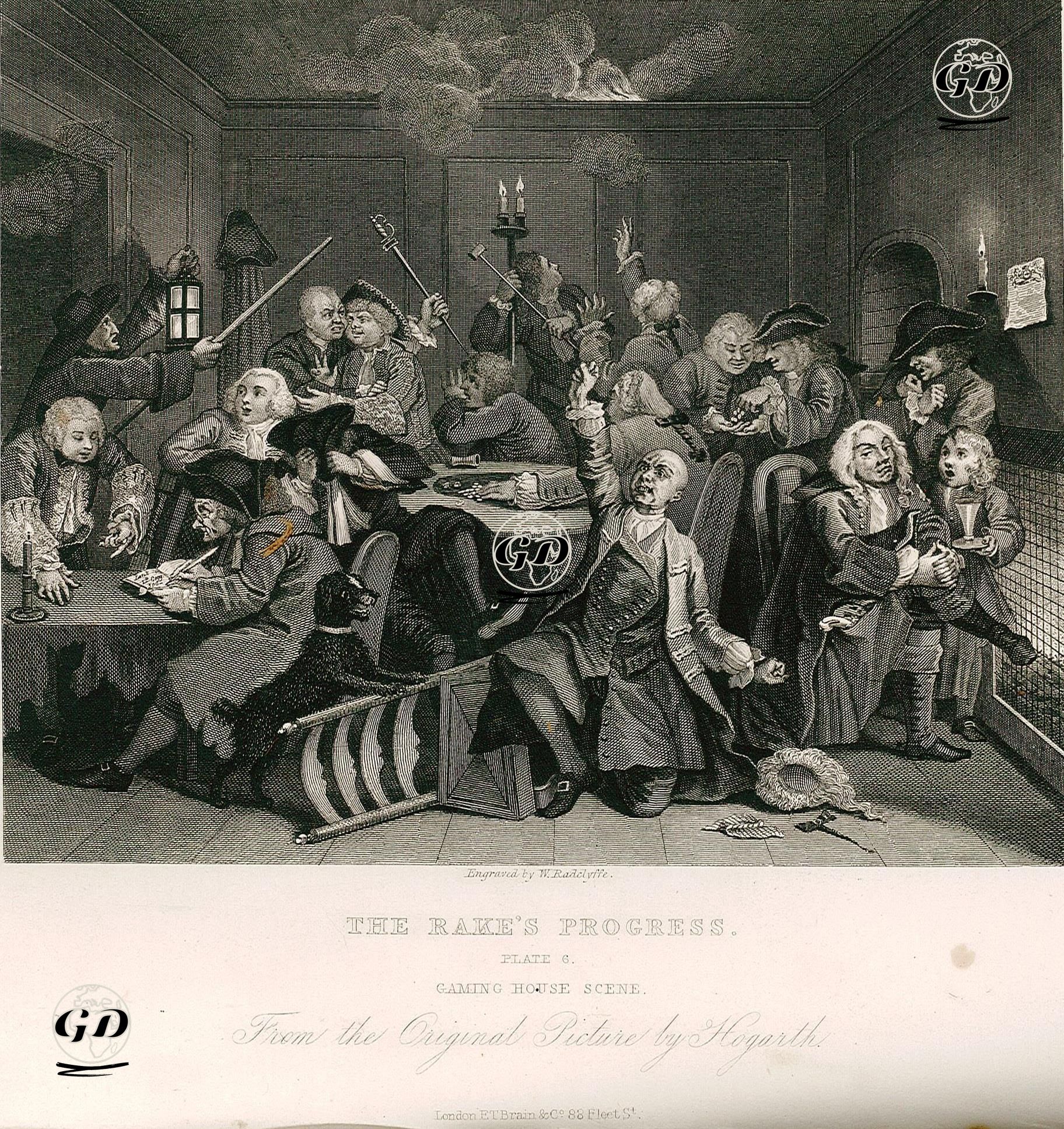 The Rake's Progress-Gaming House Scene- Plate 6 - William Hogarth (1697-1764) - 1833