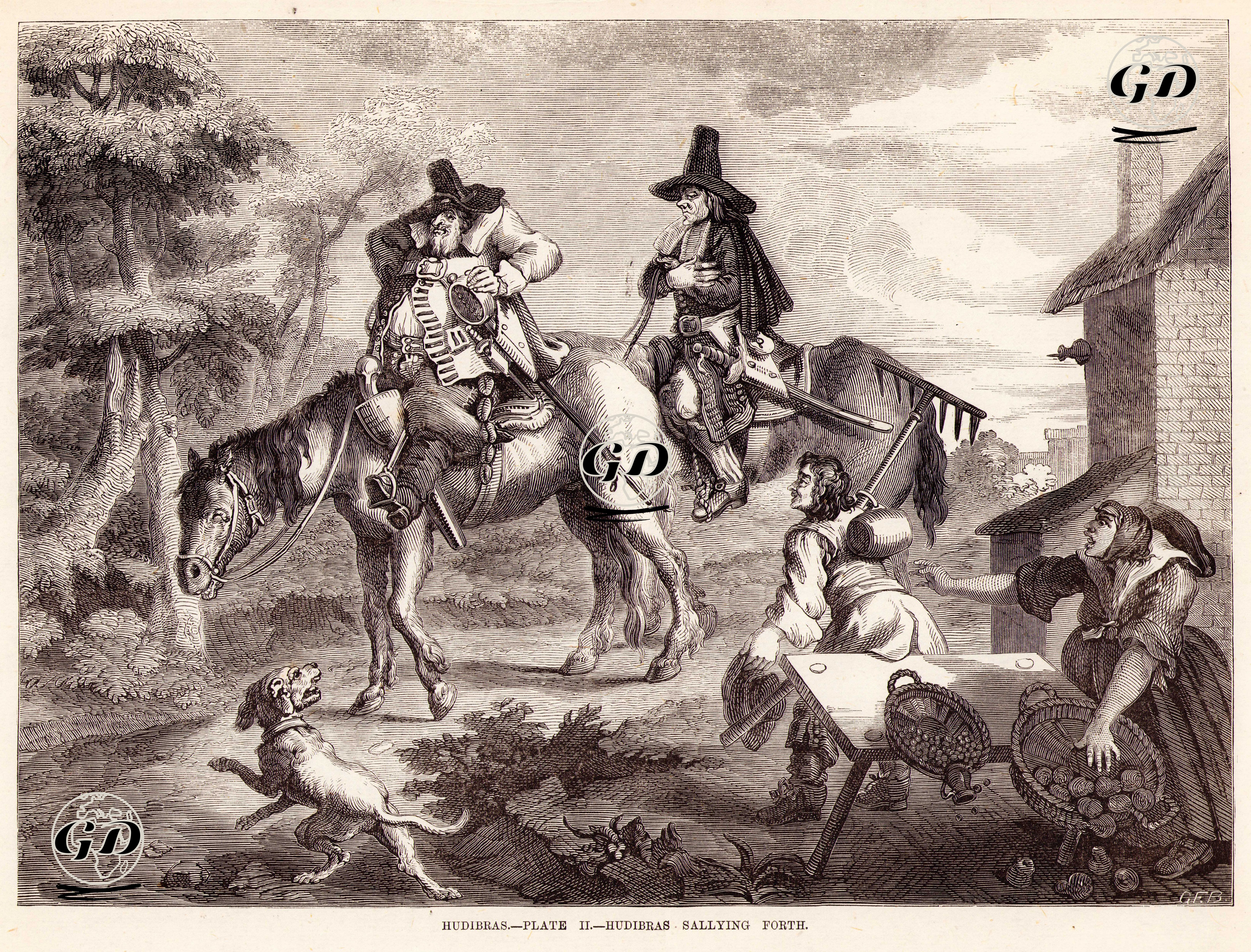 Hudibras-Plate II.-Hudibras Sallying Forth - William Hogarth (1697-1764) - 1870's