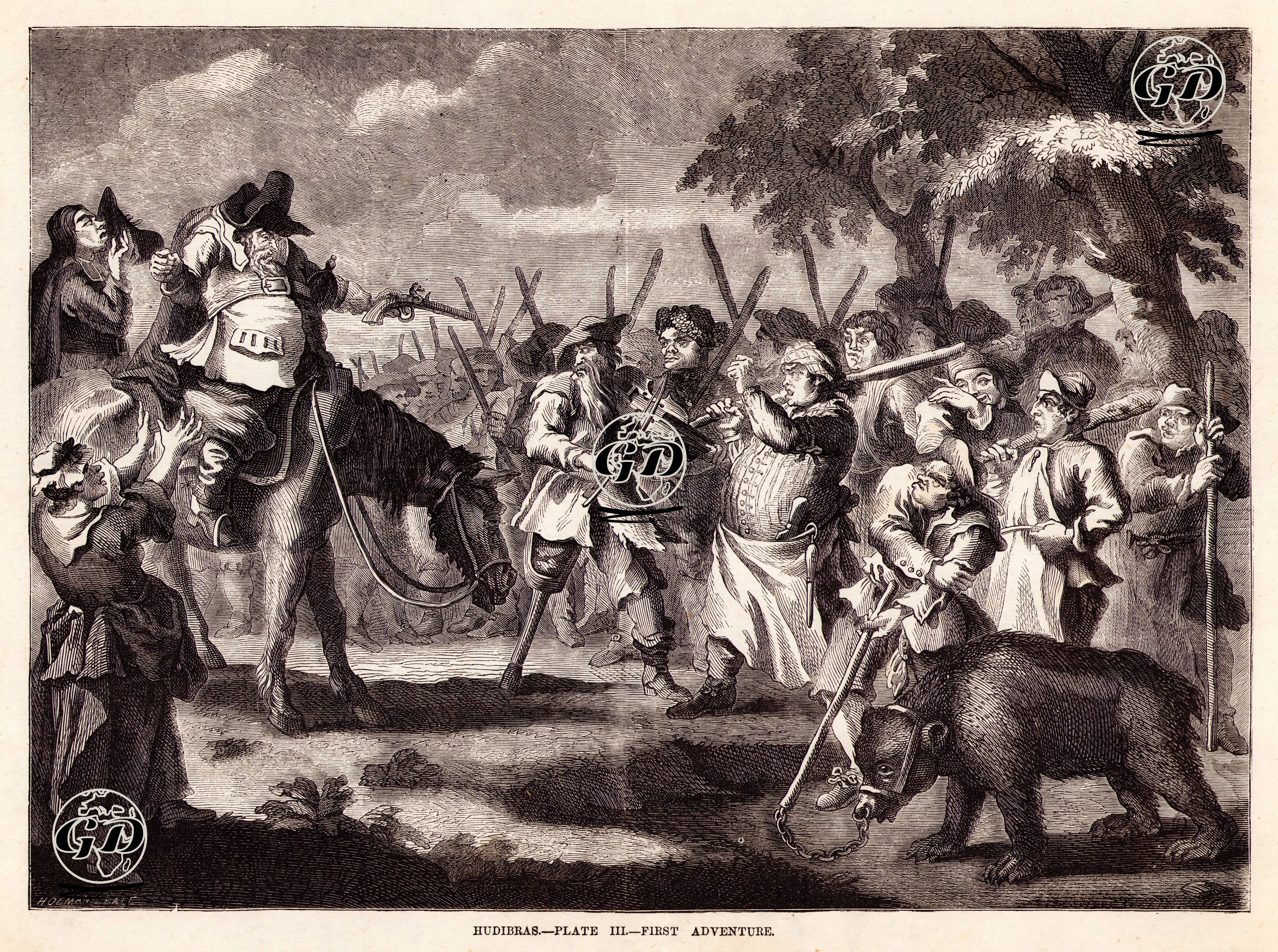 Hudibras-Plate III.-First Adventure - William Hogarth (1697-1764) - 1870's