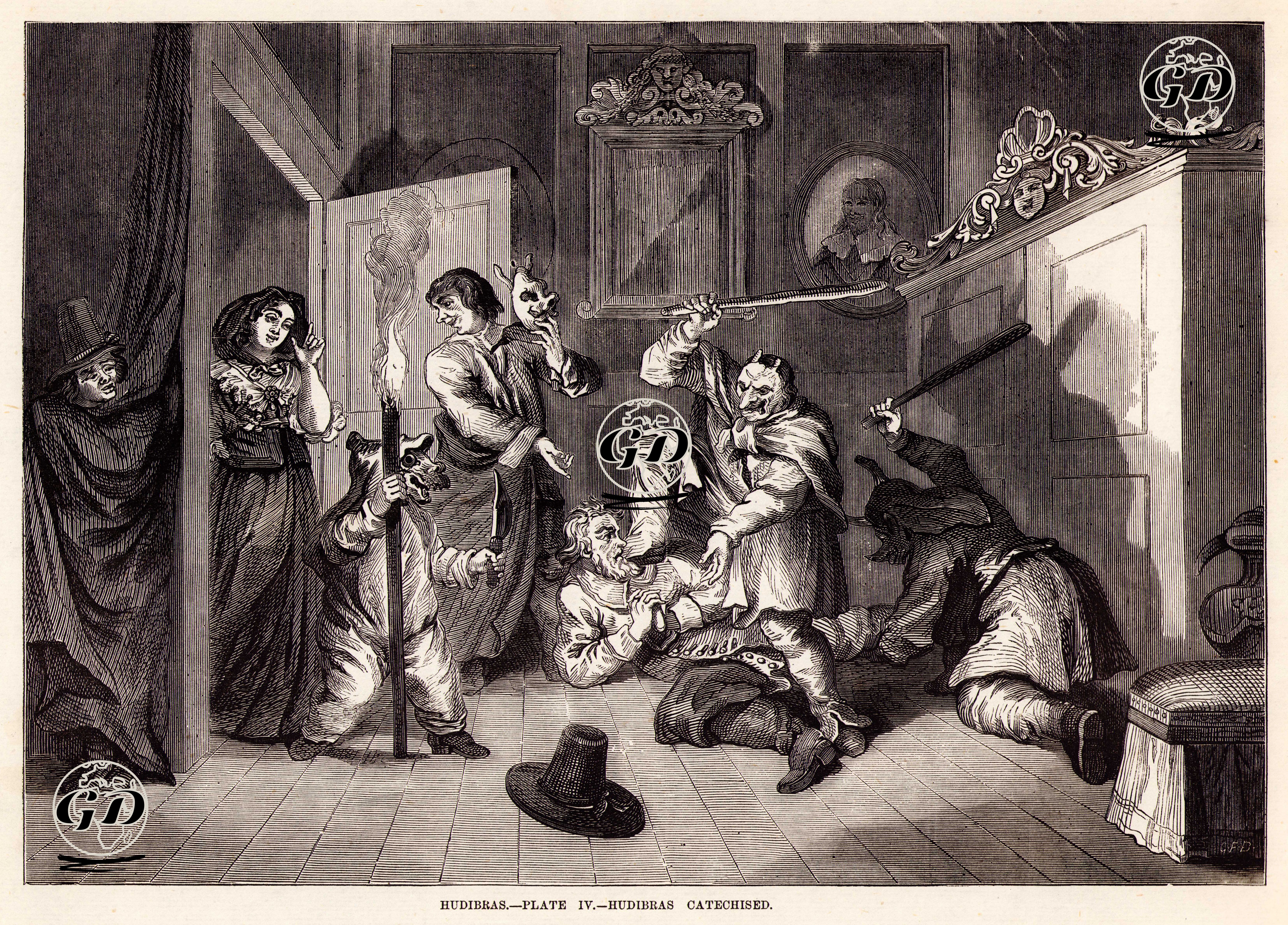 Hudibras-Plate IV.-Hudibras Catechised   - William Hogarth (1697-1764) - 1870's