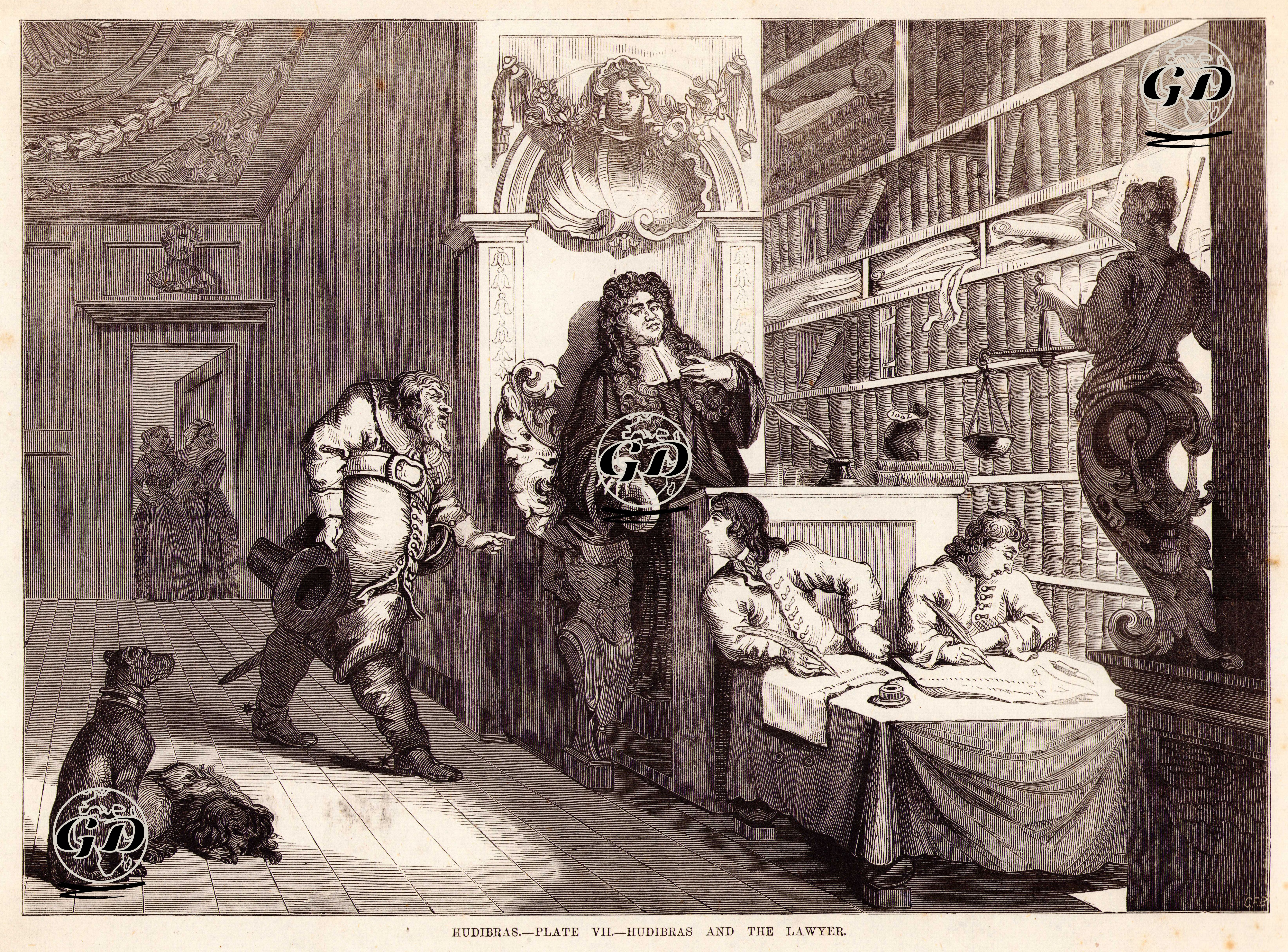 Hudibras-Plate VII.-Hudibras And The Lawyer - William Hogarth (1697-1764) - 1870's