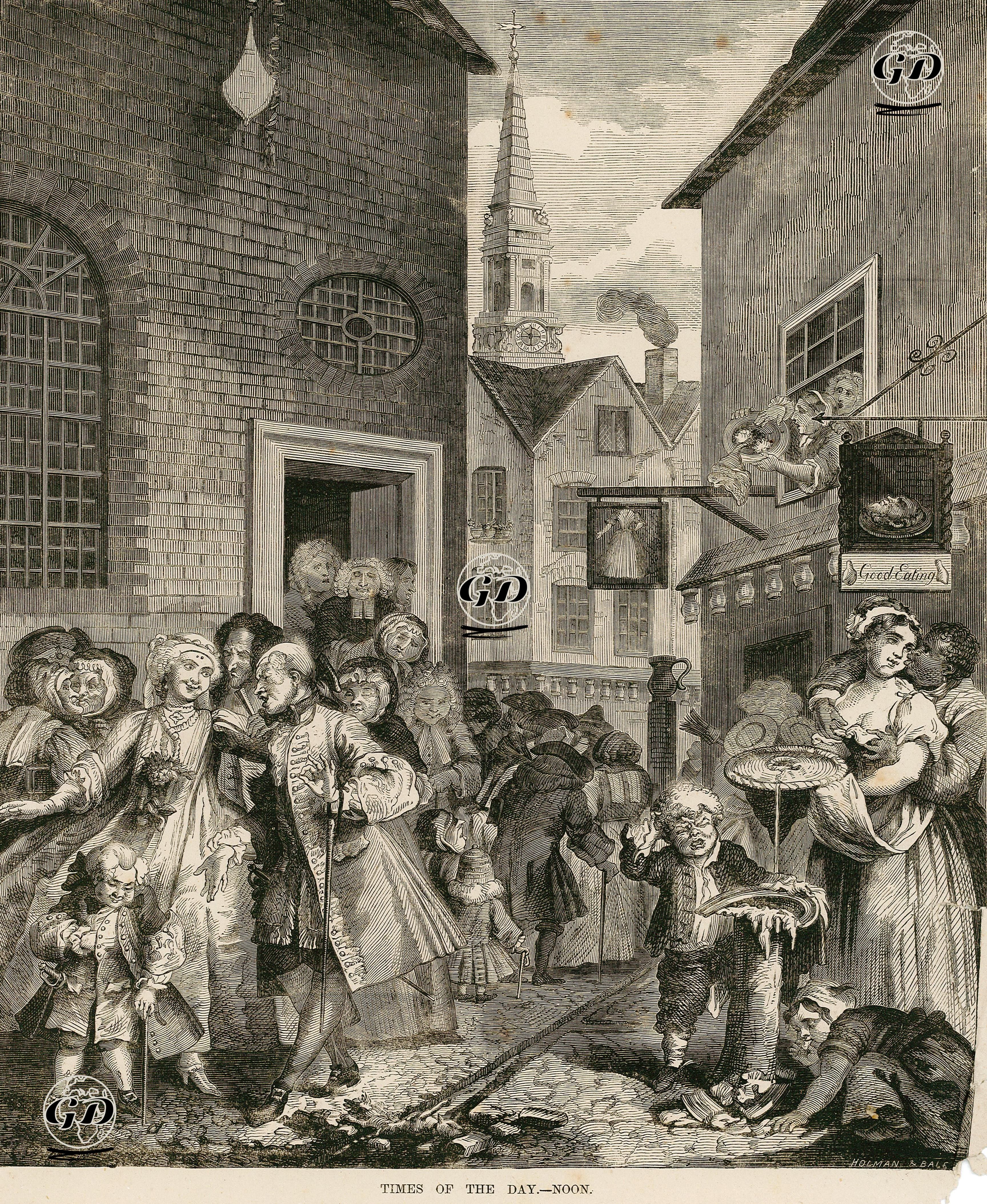 Times Of The Day-Noon - William Hogarth (1697-1764) - 1870's