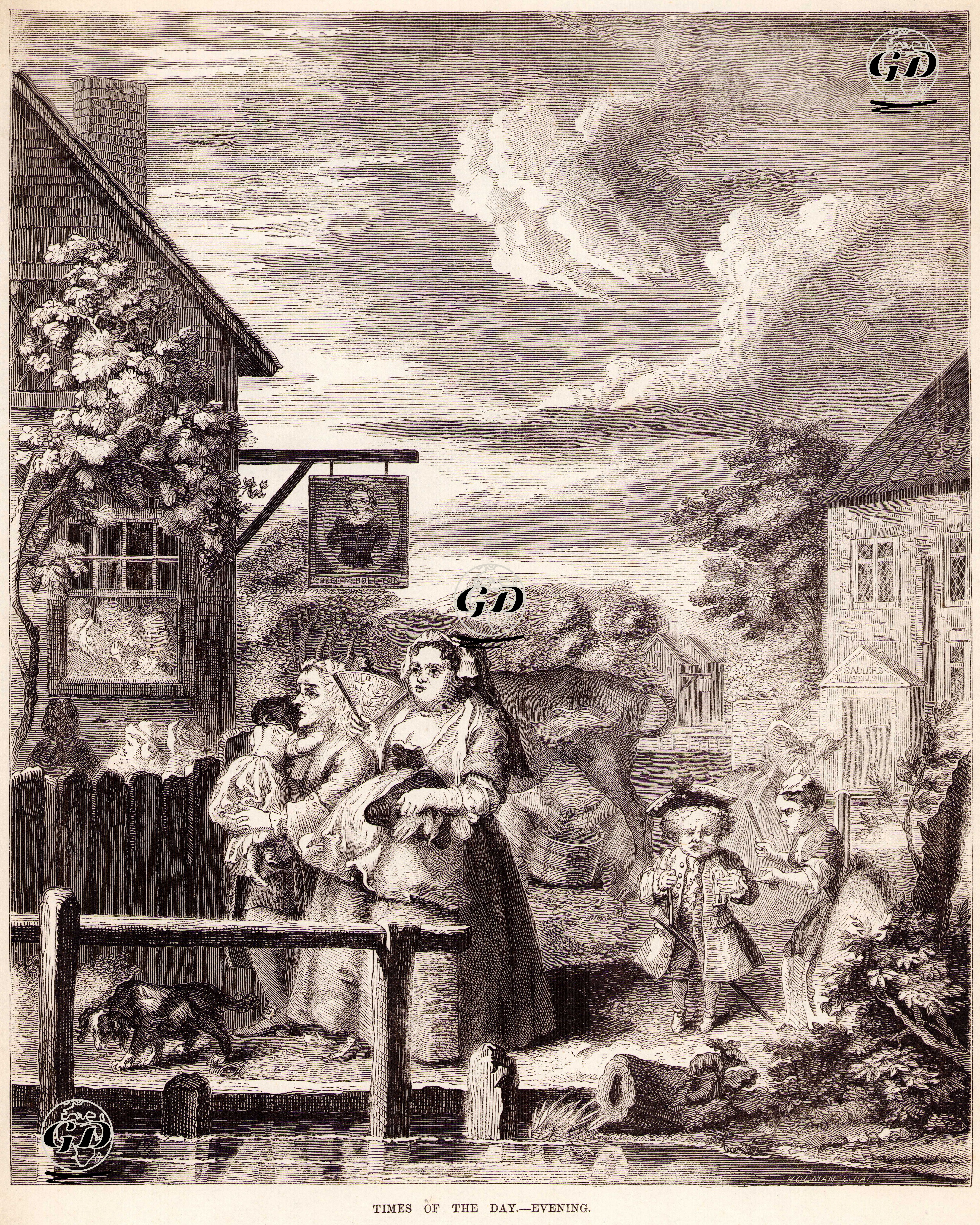 Times Of The Day-Evening - William Hogarth (1697-1764) - 1870's