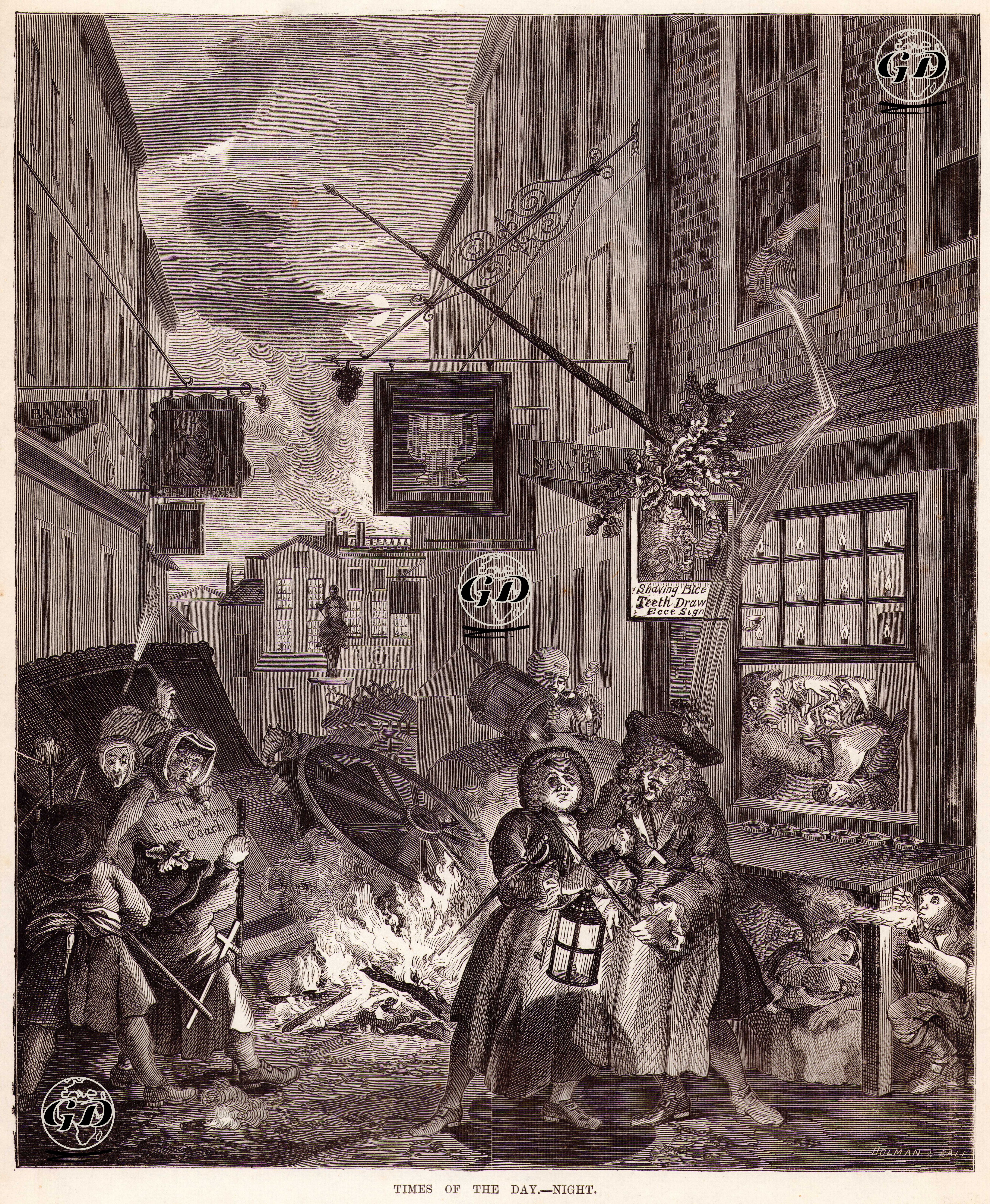 Times Of The Day-Night - William Hogarth (1697-1764) - 1870's
