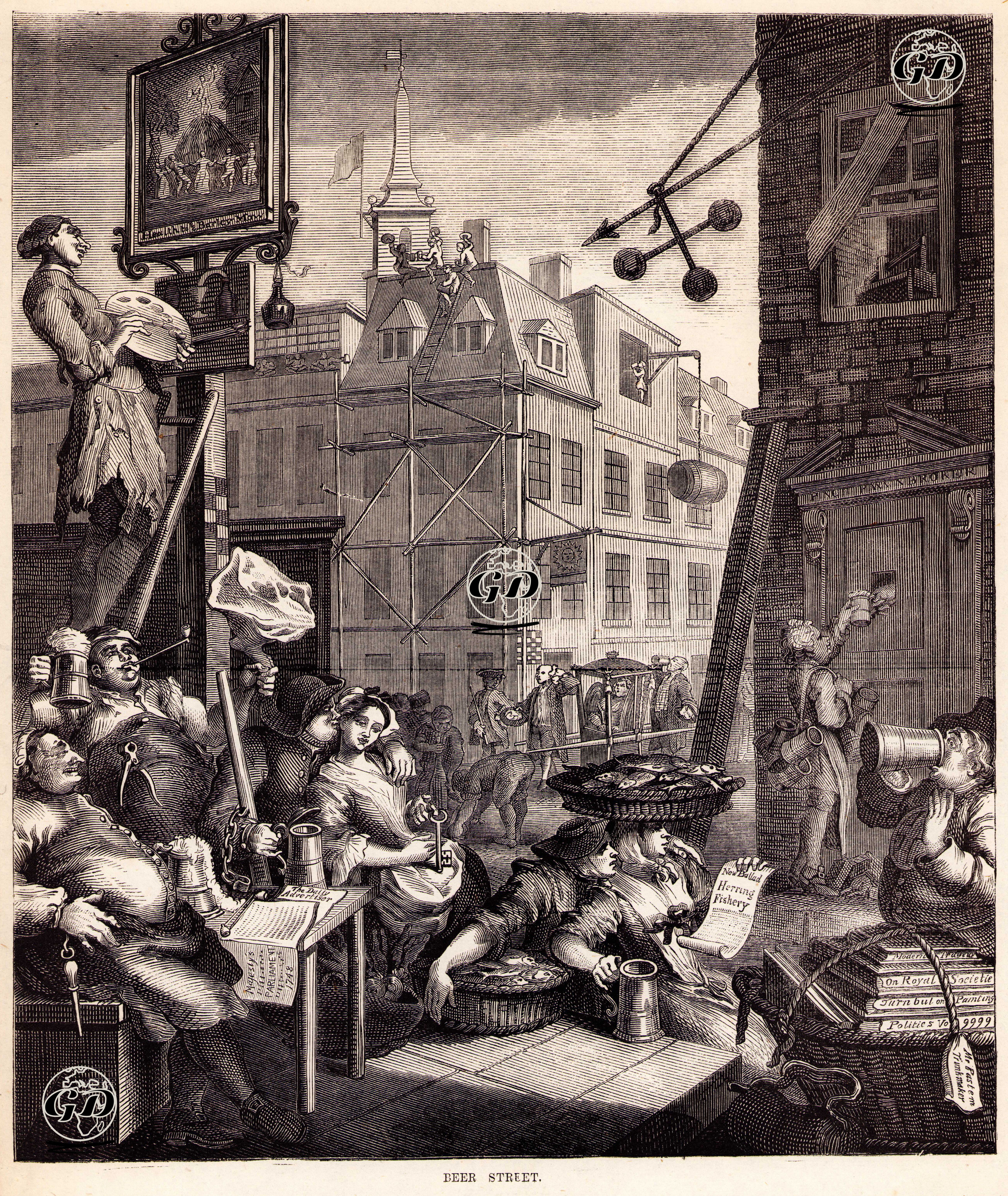 Beer Street - William Hogarth (1697-1764) - 1870's