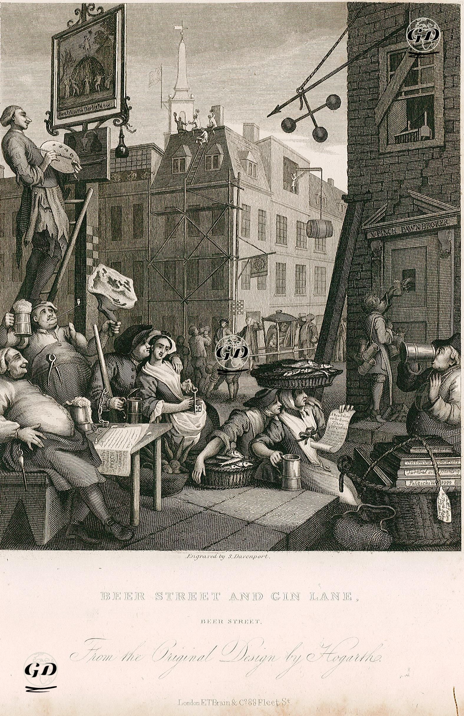 Beer Street And Gin Lane-Beer Street - William Hogarth (1697-1764) - 1833