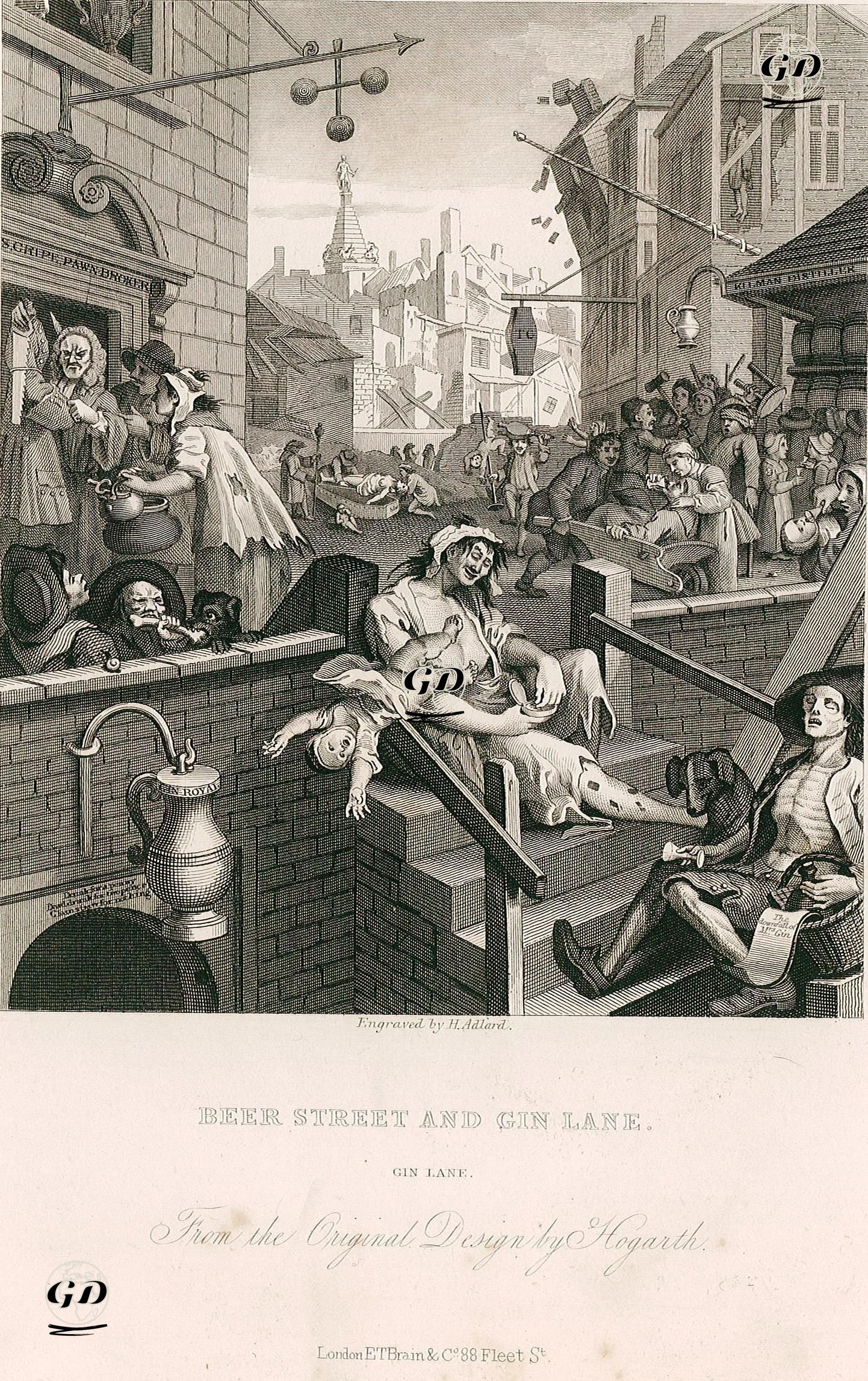 Beer Street And Gin Lane-Gin Lane - William Hogarth (1697-1764) - 1833
