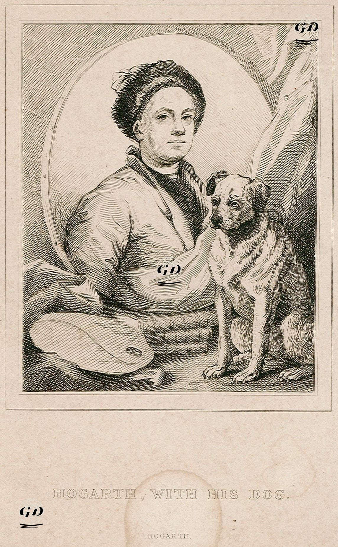 Hogart With His Dog - William Hogarth (1697-1764) - 1850's