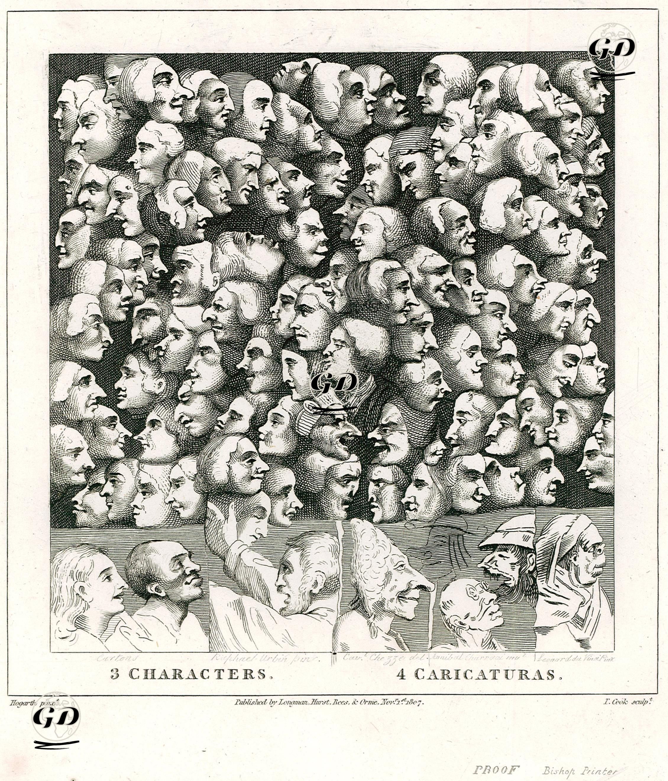 3 Characters 4 Caricaturas - William Hogarth (1697-1764) - 1807