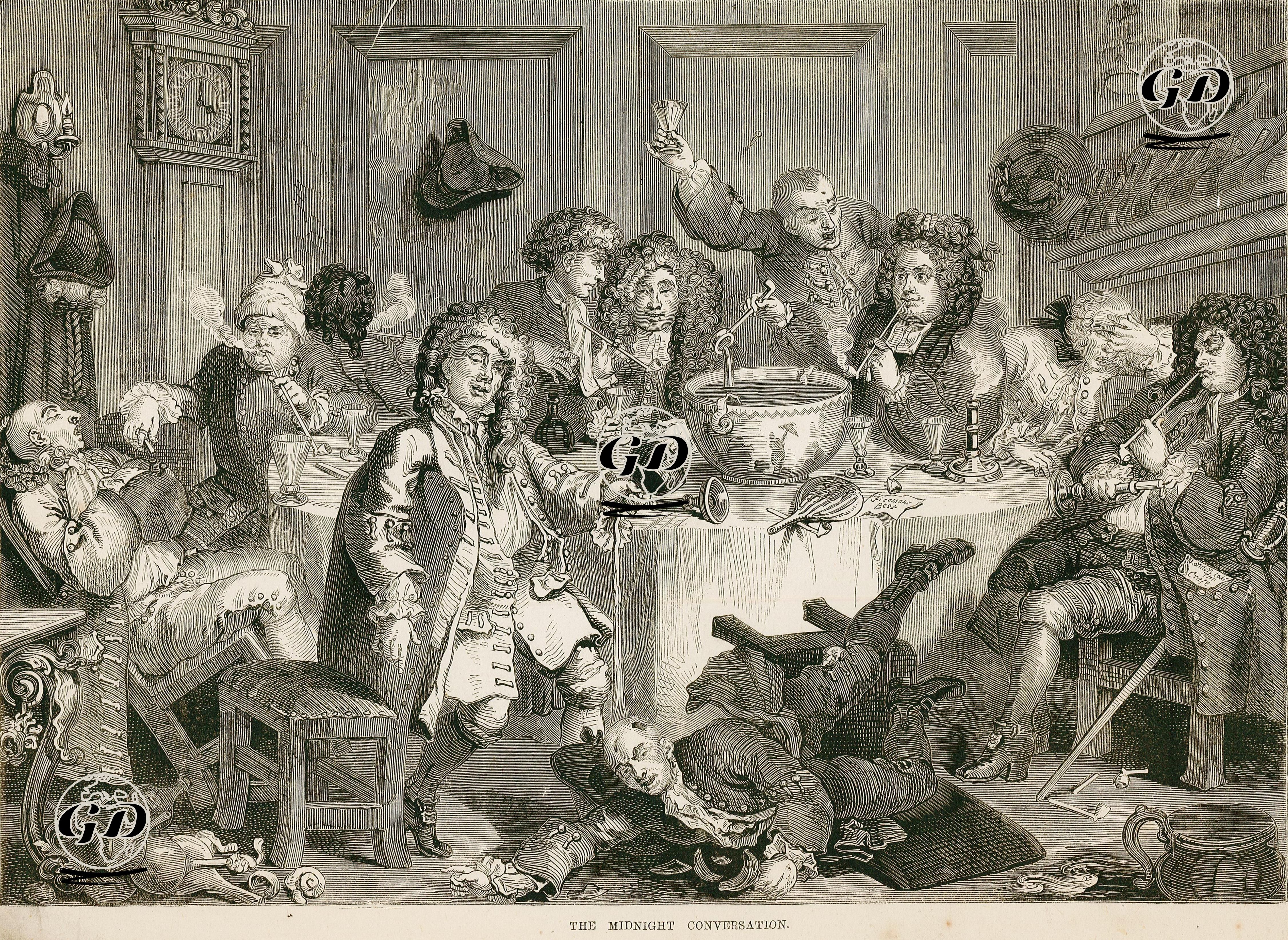 The Midnight Conversation - William Hogarth (1697-1764) - 1870's