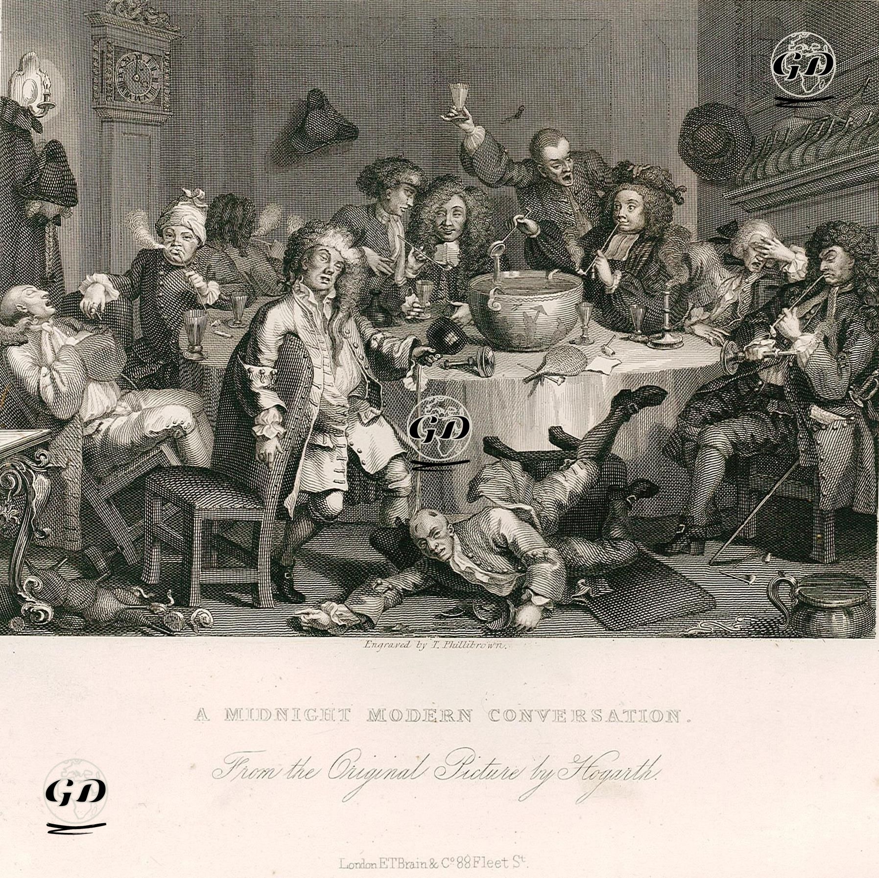 A Midnight Modern Conversation - William Hogarth (1697-1764) - 1833