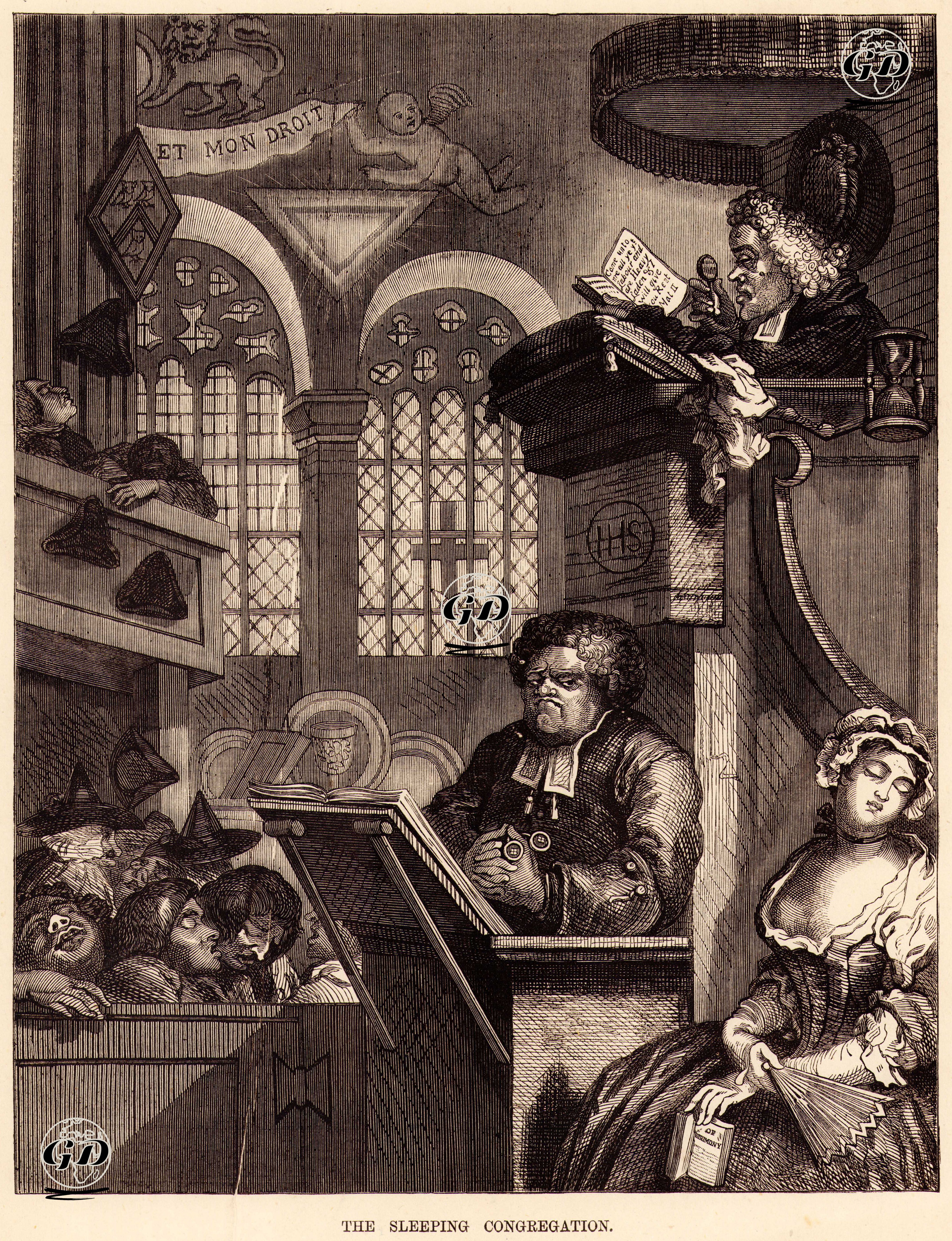 The Sleeping Congregation - William Hogarth (1697-1764) - 1870's