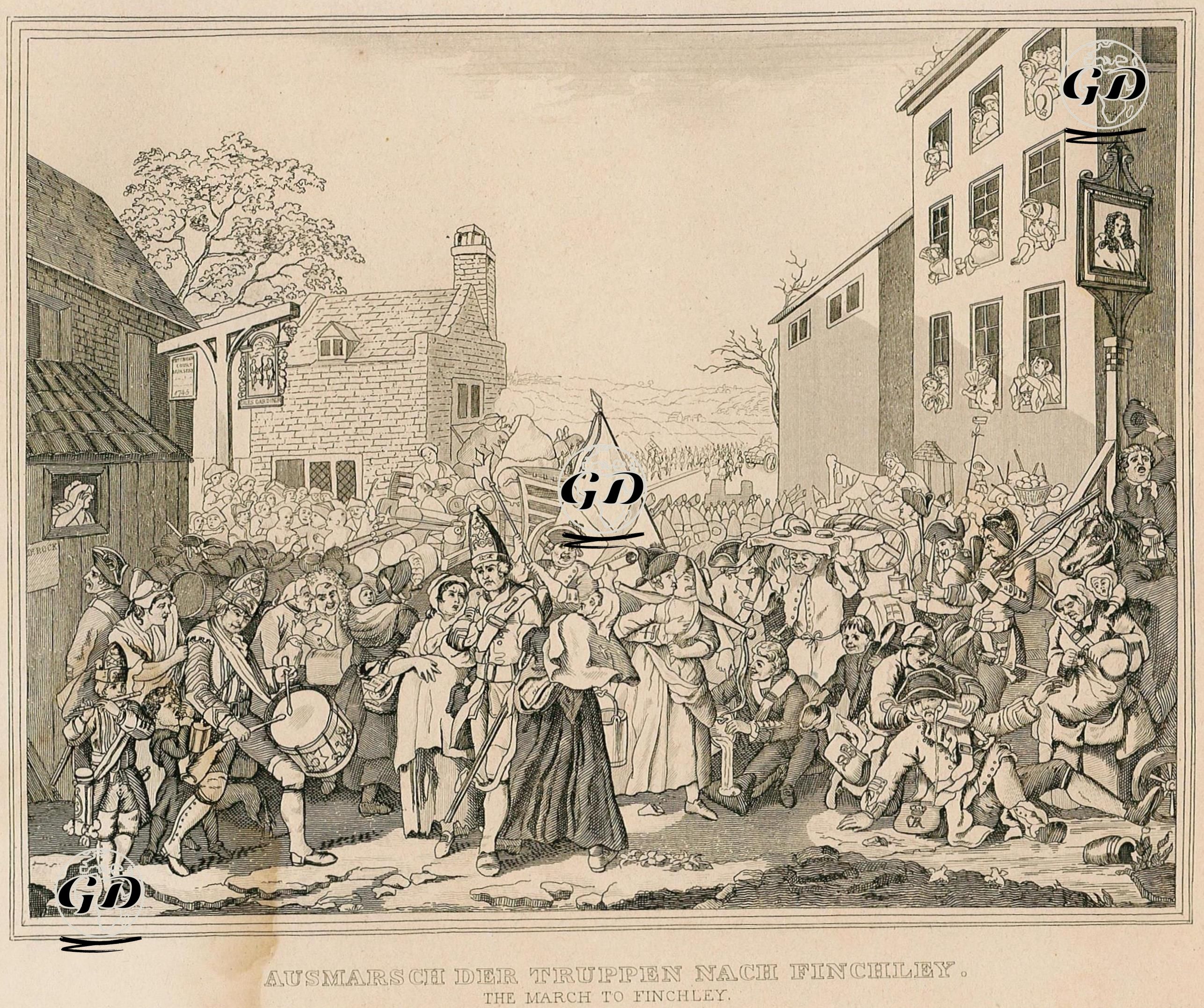 Ausmarsch Der Truppen Nach Finchley-The March To Finchley - William Hogarth (1697-1764) - 1850's