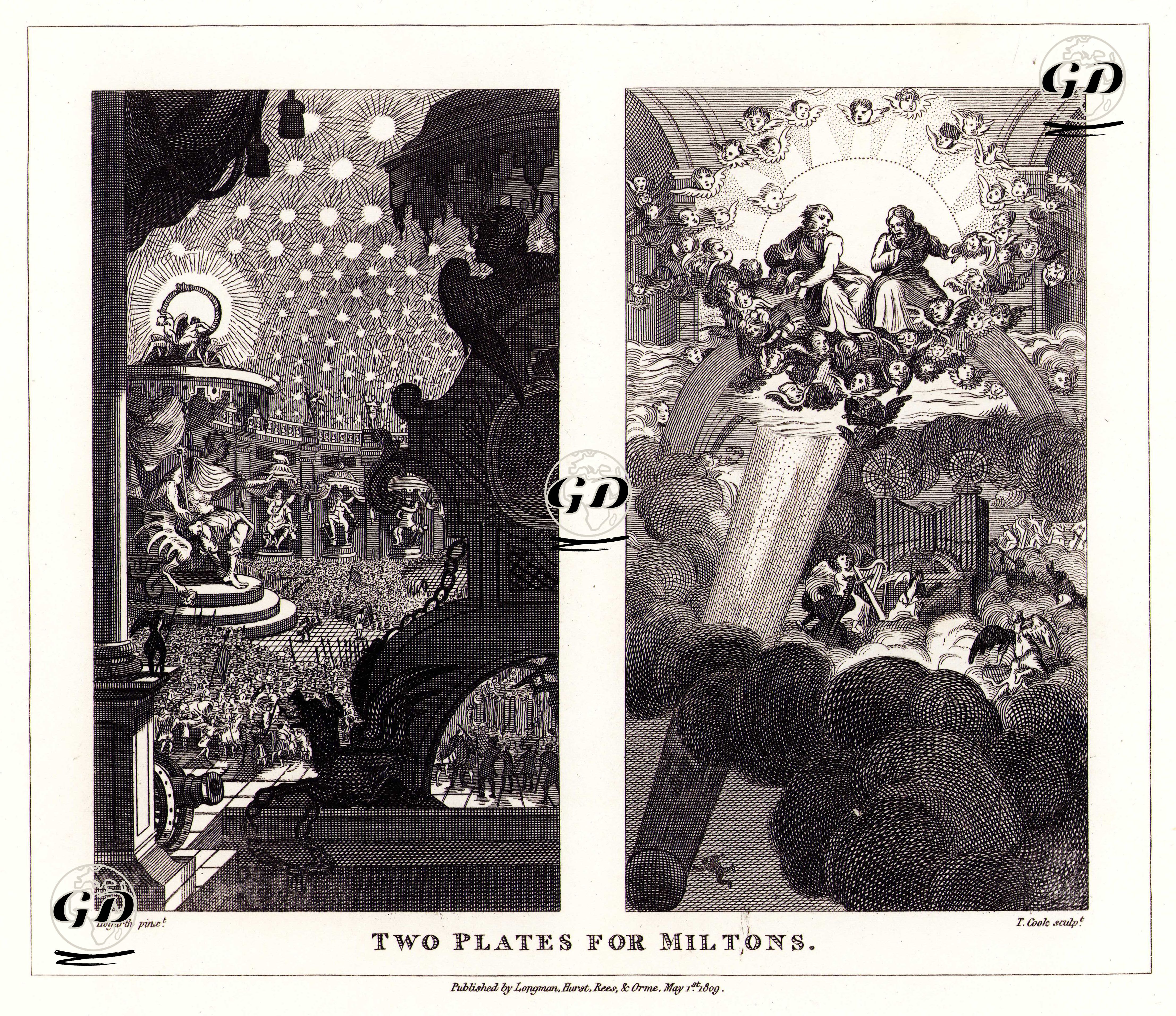 Two Plates For Miltons - William Hogarth (1697-1764) - 1809