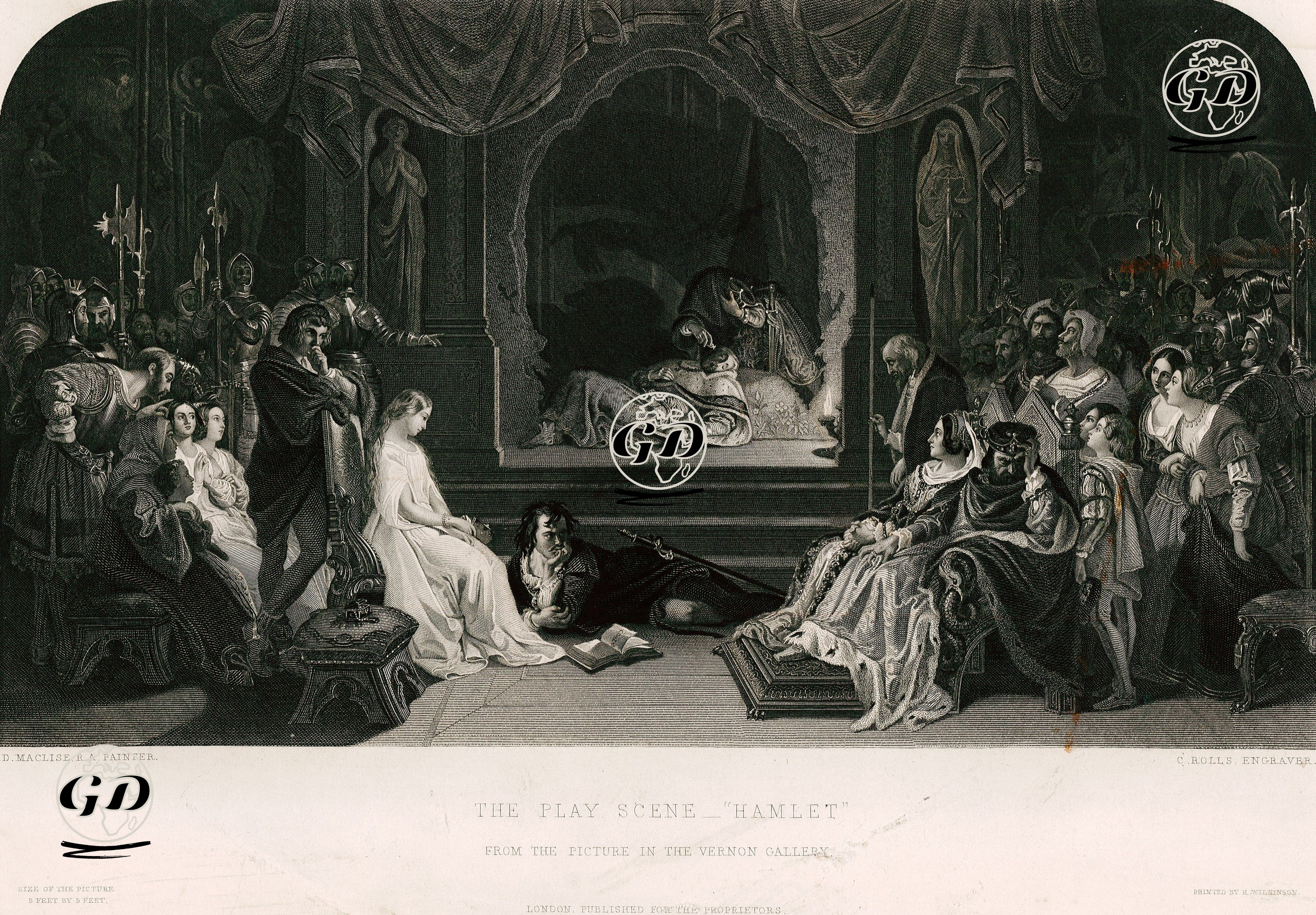 The Play Scane "Hamlet", Act III Sc. 2 - Daniel Maclise (1806-1870) - 1854
