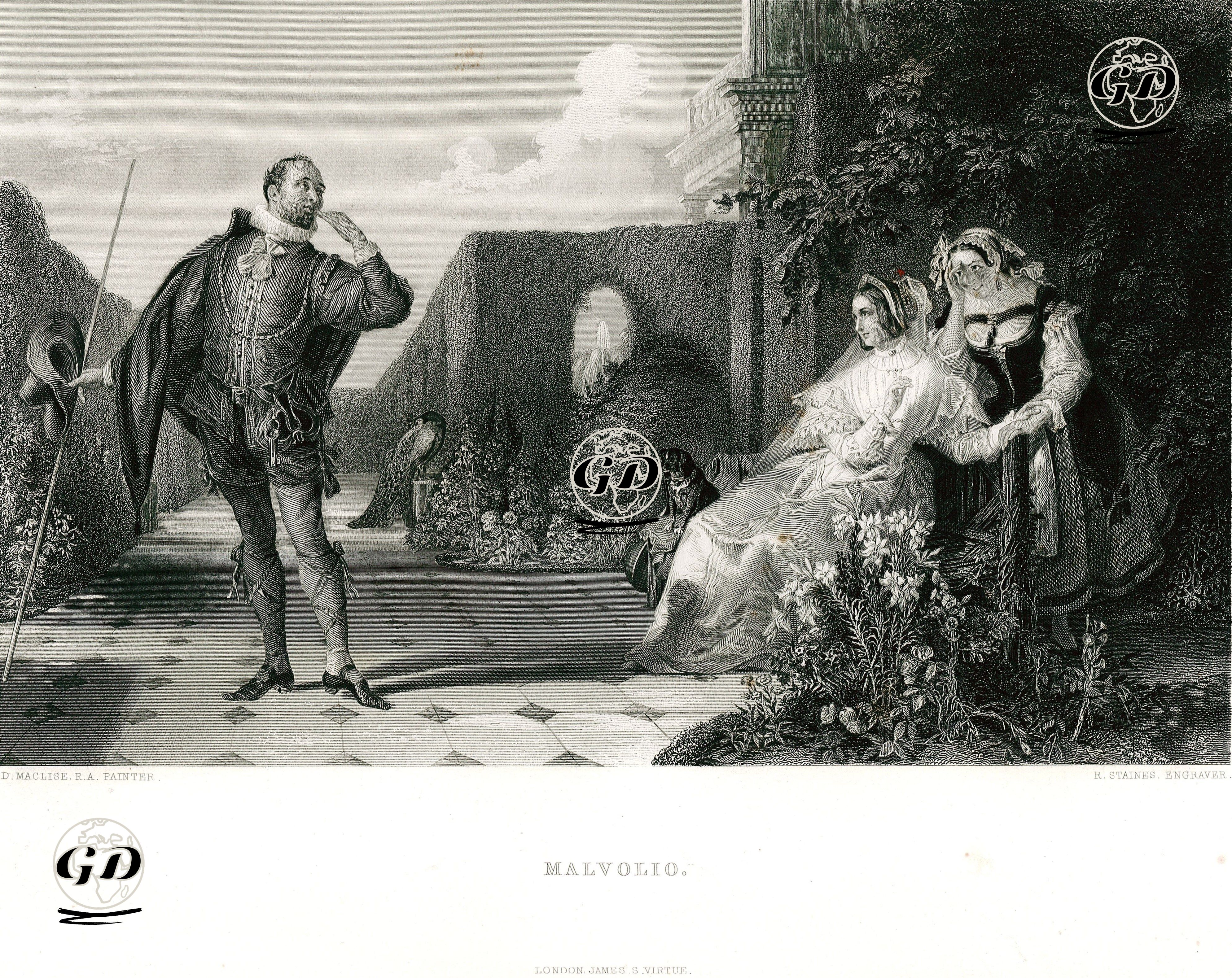 Malvolio, Act 3 Sc. 4 (Twelfth Night)  - Daniel Maclise (1806-1870) - 1855