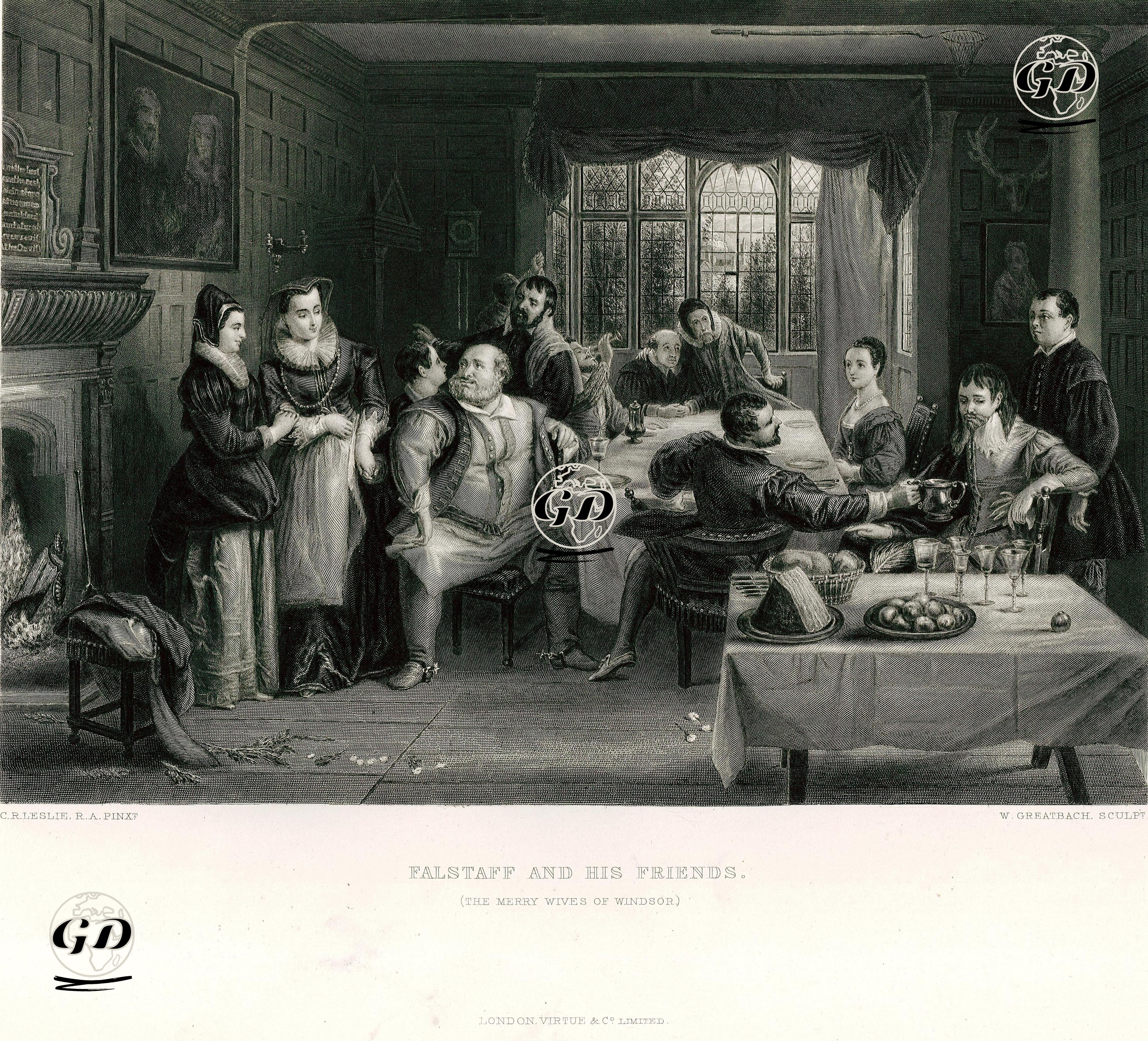 Falstaff And His Friends (The Merry Wives And Windsor)  - Charles Robert Leslie (1794 -1859) - 1870-1876
