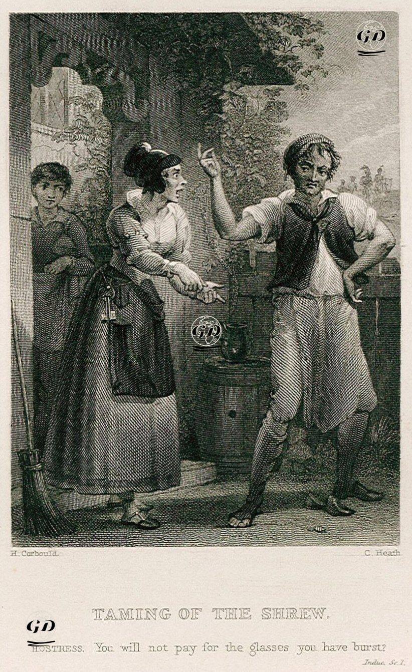 Taming Of The Shrew (Hostress:You Will Not Pay For The Glasses You Have Burst?), İnduc. Sc. l  - Henry Corbould (1787-1844) - 1830's