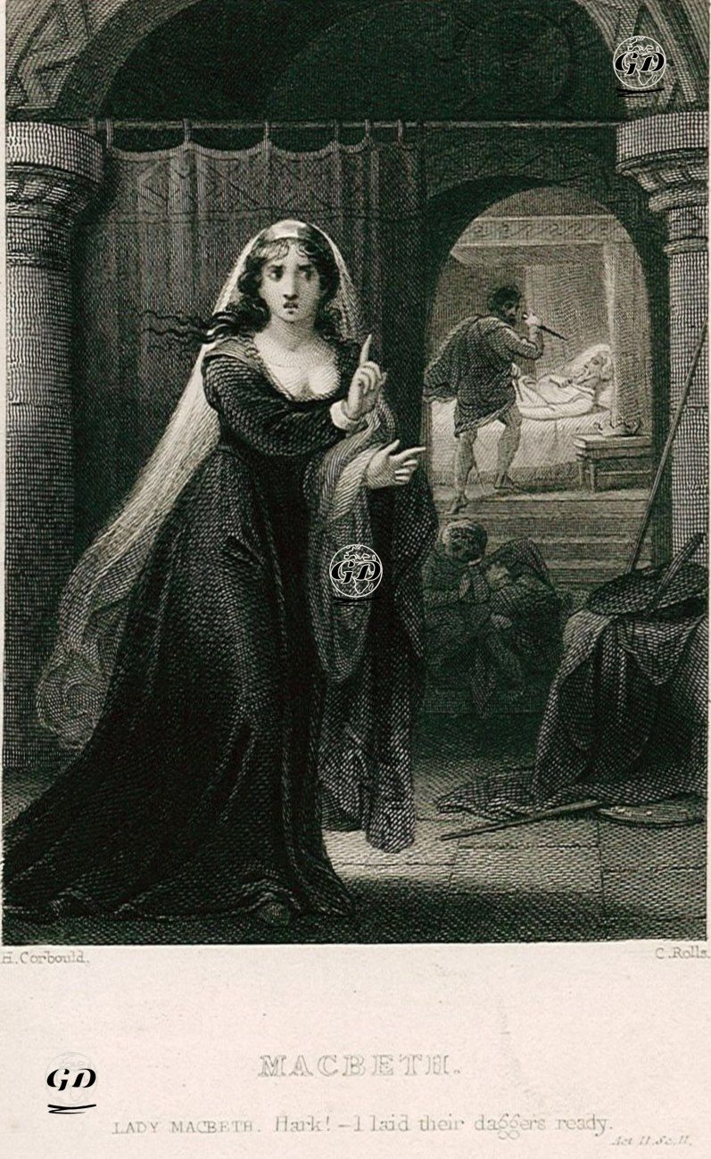Macbeth (Lady Macbeth:Hark! I Laid Their Daggers Ready), Act. ll Sc. ll   - Henry Corbould (1787-1844) - 1830's