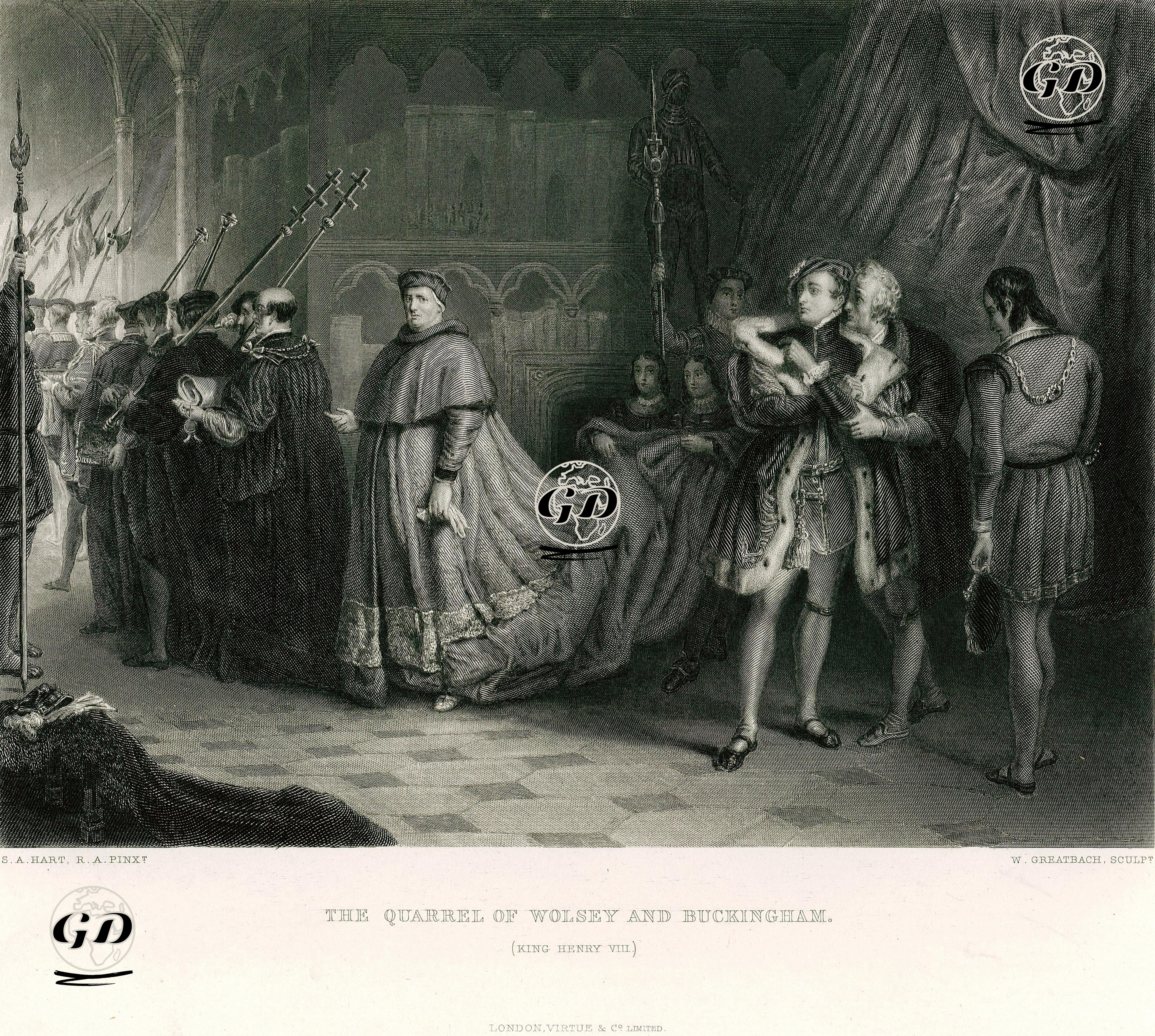 The Quarrel Of Wolsey And Buckingham, Act 1 Sc. 1(King Henry Vlll.)  - Solomon Alexander Hart (1806-1881) - 1870-1876