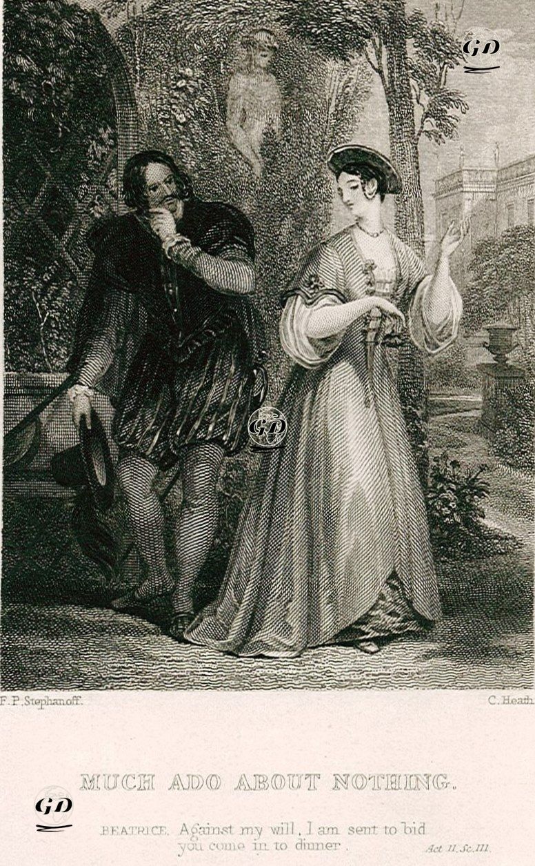Much Ado About Nothing (Beatrice:Against My Will, I am Sent To Bid You Come Into Dinner), Act. ll Sc.lll   - Francis Philip Stephanoff (1788-1860) - 1830's