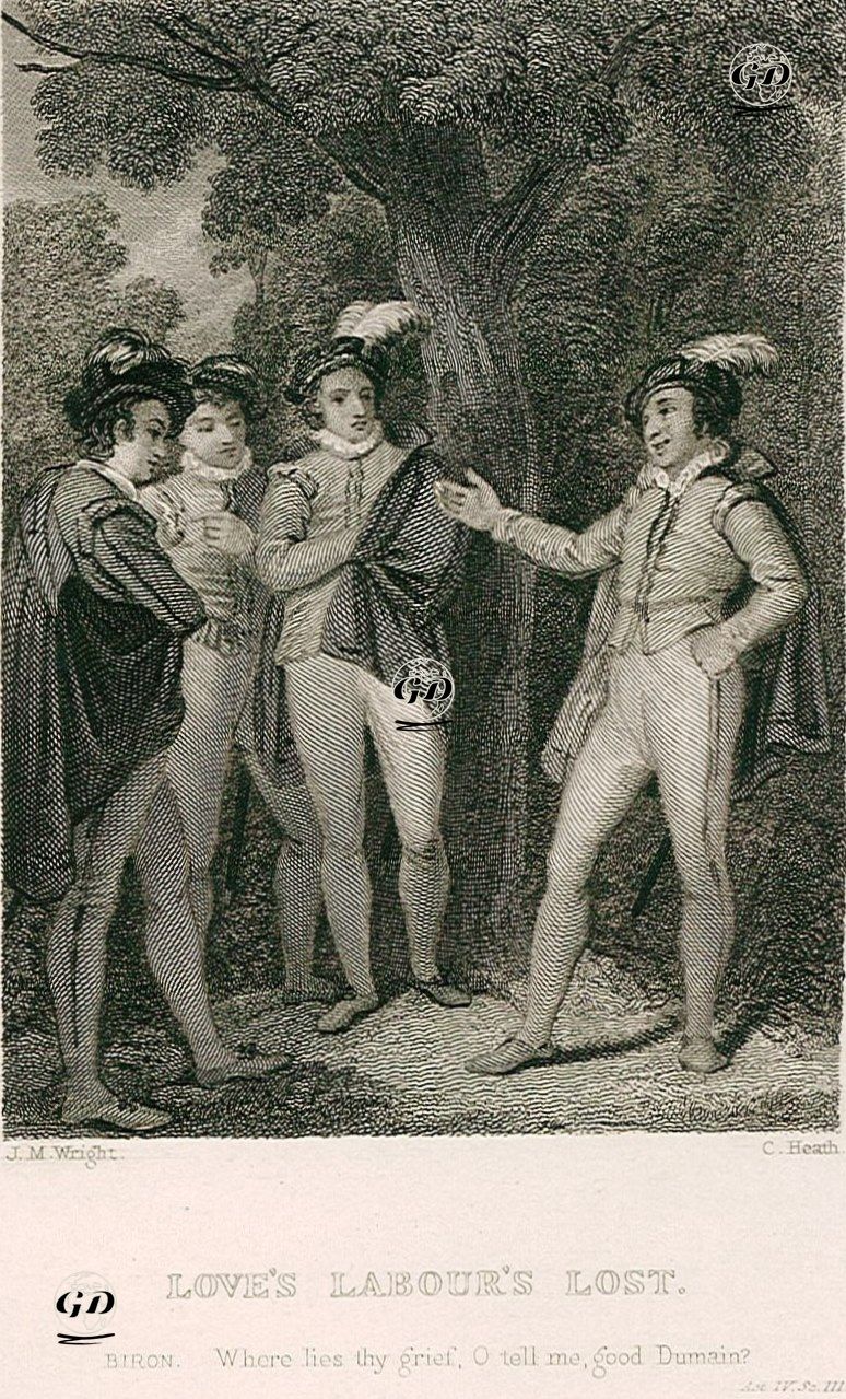 Love's Labour's Lost (Biron:Where Lies Thy Grief, O Tell Me, Good Dumain?), Act.lV Sc. lll  - John Masey Wright (1777-1866) - 1830's