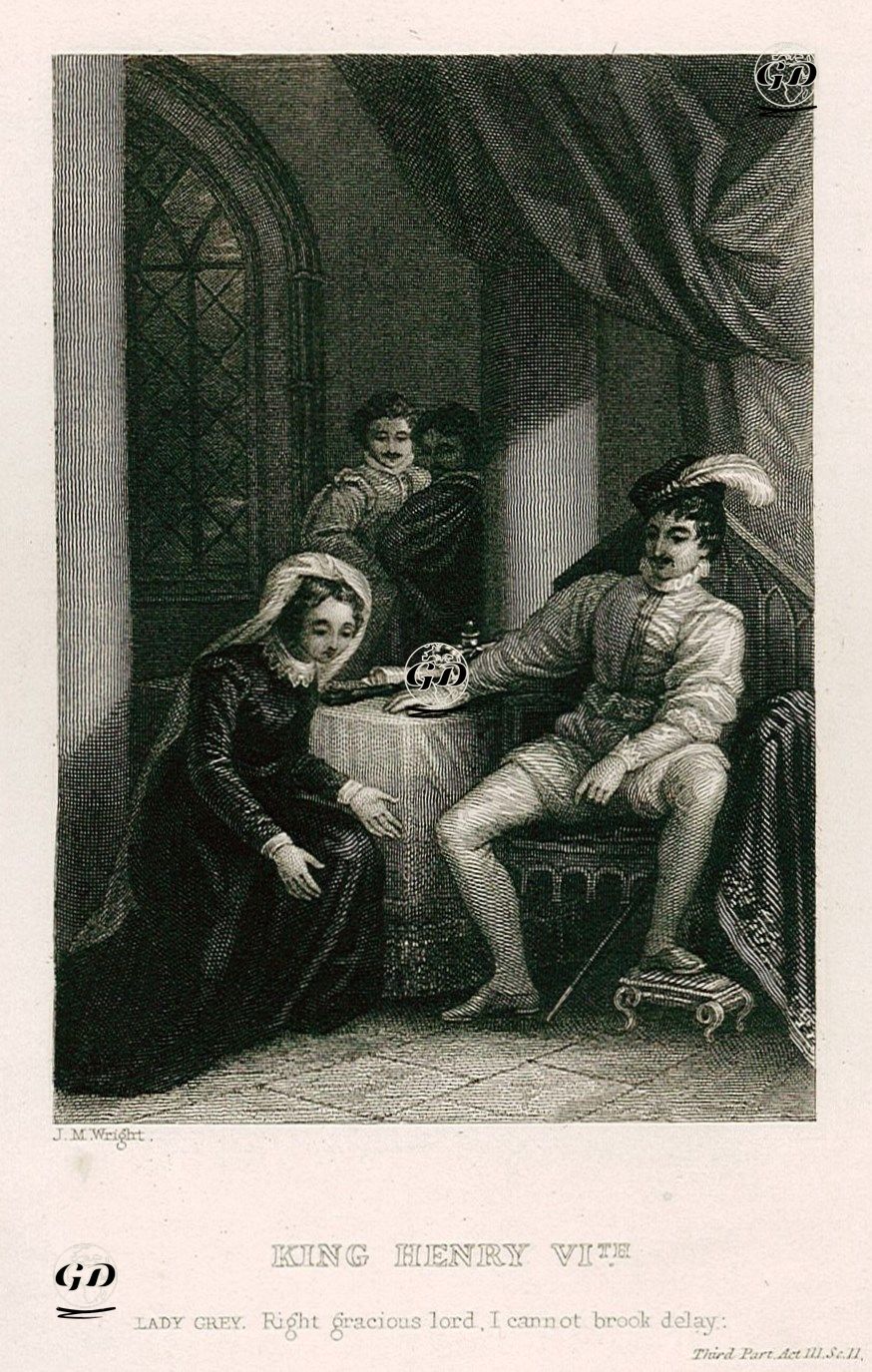 King Henry Vl. (Lady Grey:Right Gracious Lord, I Cannot Brook Delay), Third Part Act 3 Sc 2  - John Masey Wright (1777-1866) - 1830's
