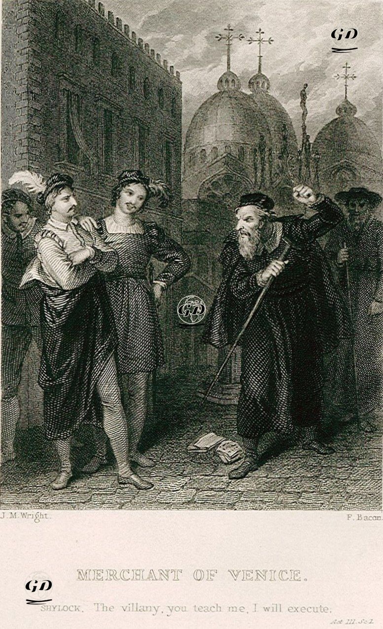 Merchant Of Venice (Shylock:The Villany, You Teach Me, I Will Execute), Act. lll Sc. l   - John Masey Wright (1777-1866) - 1830's