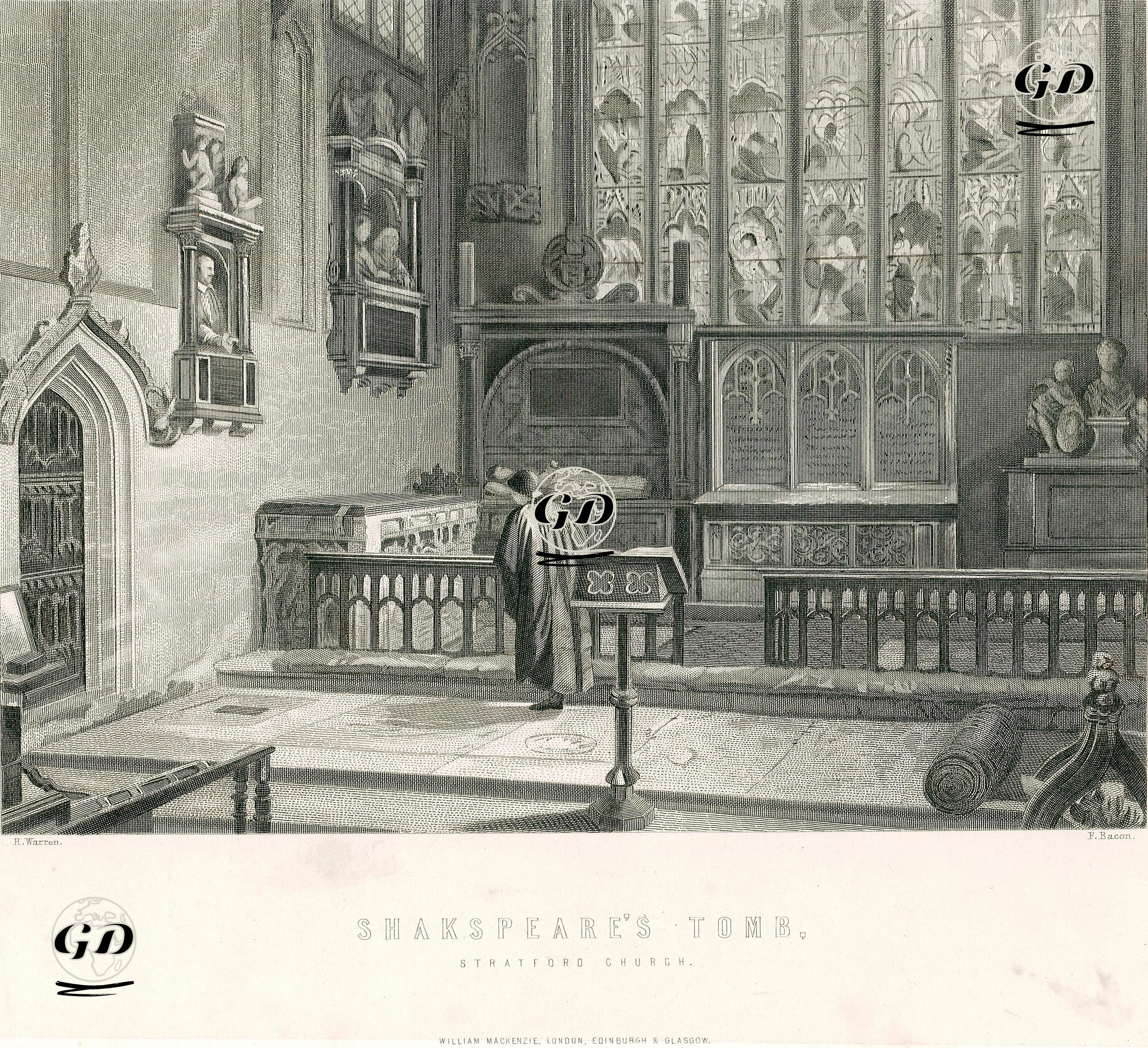 Shakspeare's Tomb, Stratford Church - Henry Warren (1794-1879) - 1860's