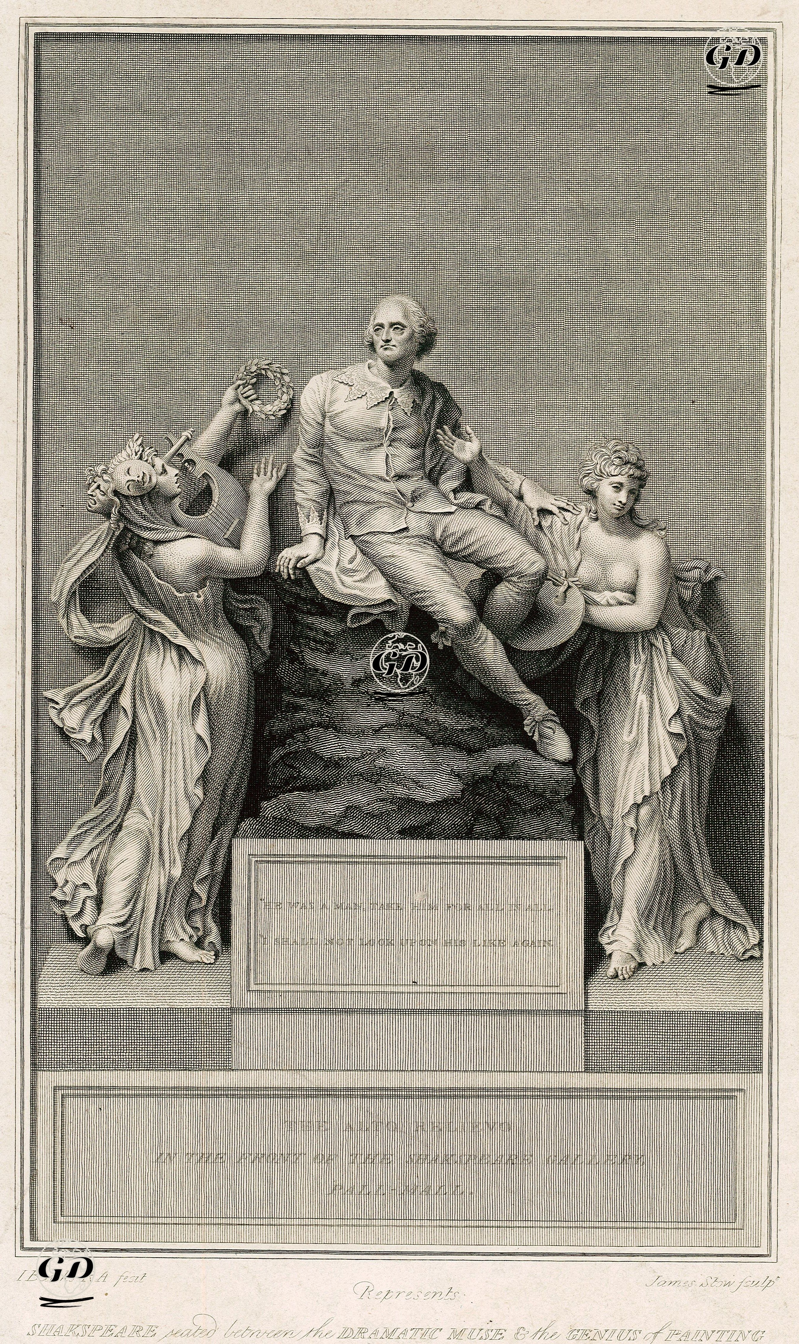 Shakespeare Seated Between The Dramatic Muse & The Genius Of Painting  - I.Banks - 1798
