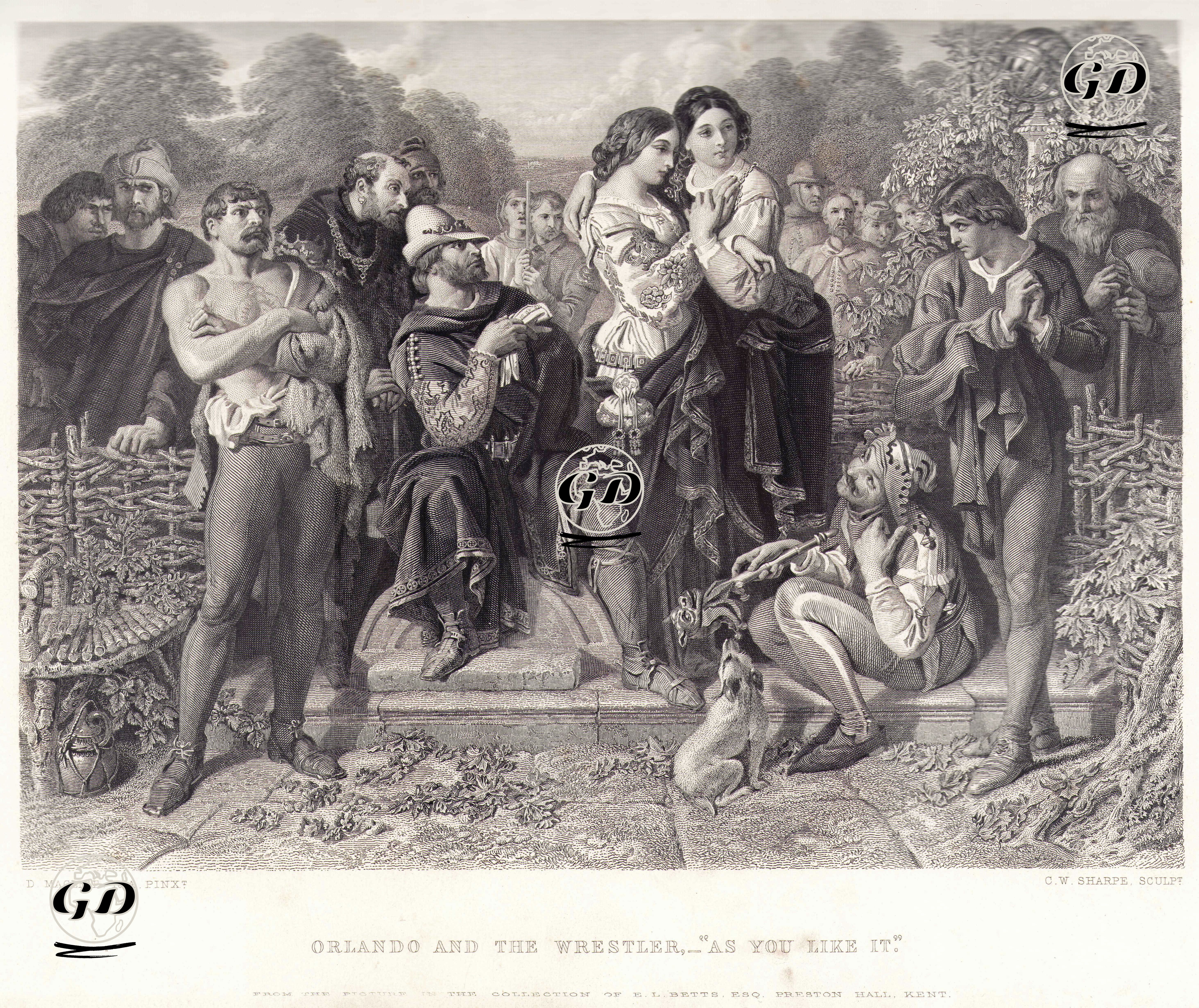 Orlando And The Wrestler, Act I., Scene II. (As You Like It) - Daniel Maclise (1806-1870) - 1862