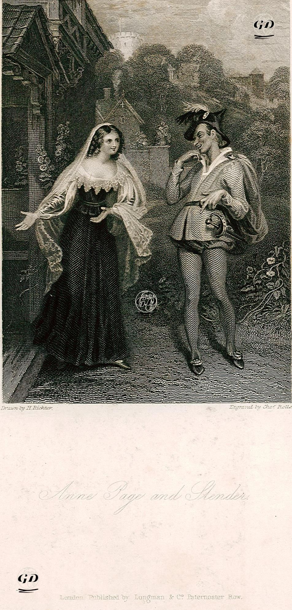 Anne Page And Slender, Act 1 Scene 1 (The Merry Wives Of Windsor) - H.Richter - 1832