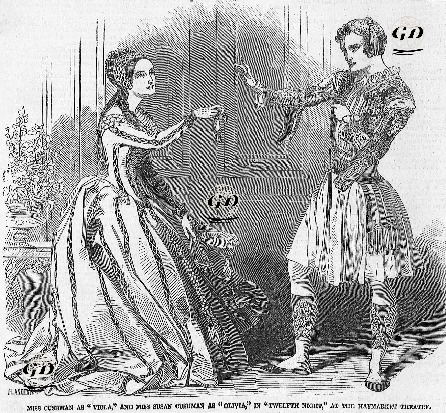 Miss Cushman As Viola And Miss Susan Cushman As Olivia In Twelfth Night At The Haymarket Theatre  -  - 1846