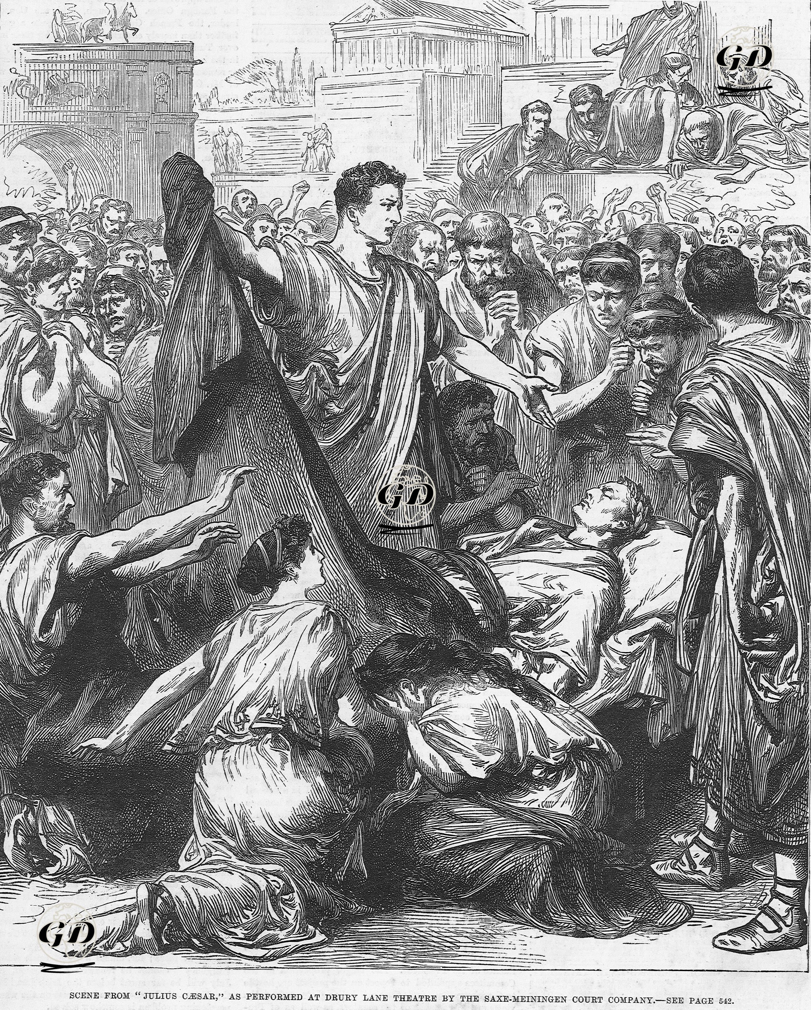 Scene From "Julıus Cesar" As Performed At Drury Lane Theatre By The Saxe-Meiningen Court Company -  - 1881
