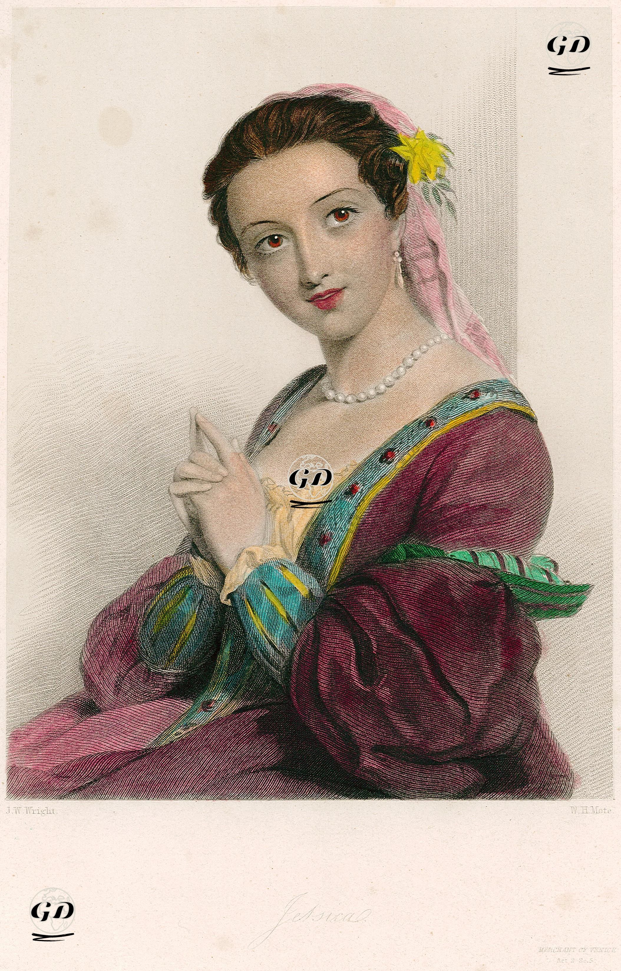 Jessica, Act II. Scene V. (The Merchant Of Venice) - John William Wright (1802 -1848) - 1849