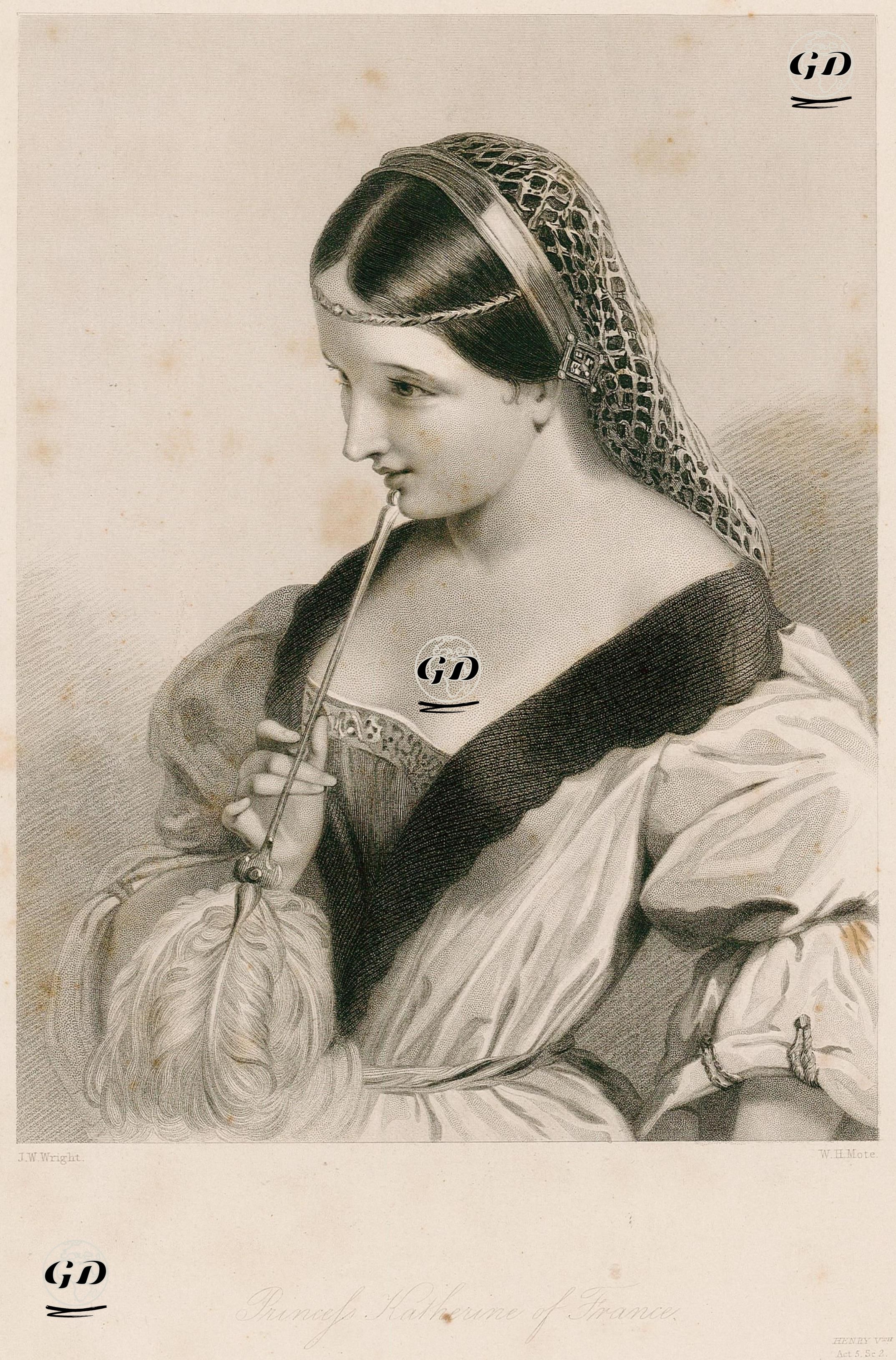 Princess Katherina Of France, Act V. Scene II.(Henry V.) - John William Wright (1802 -1848) - 1846