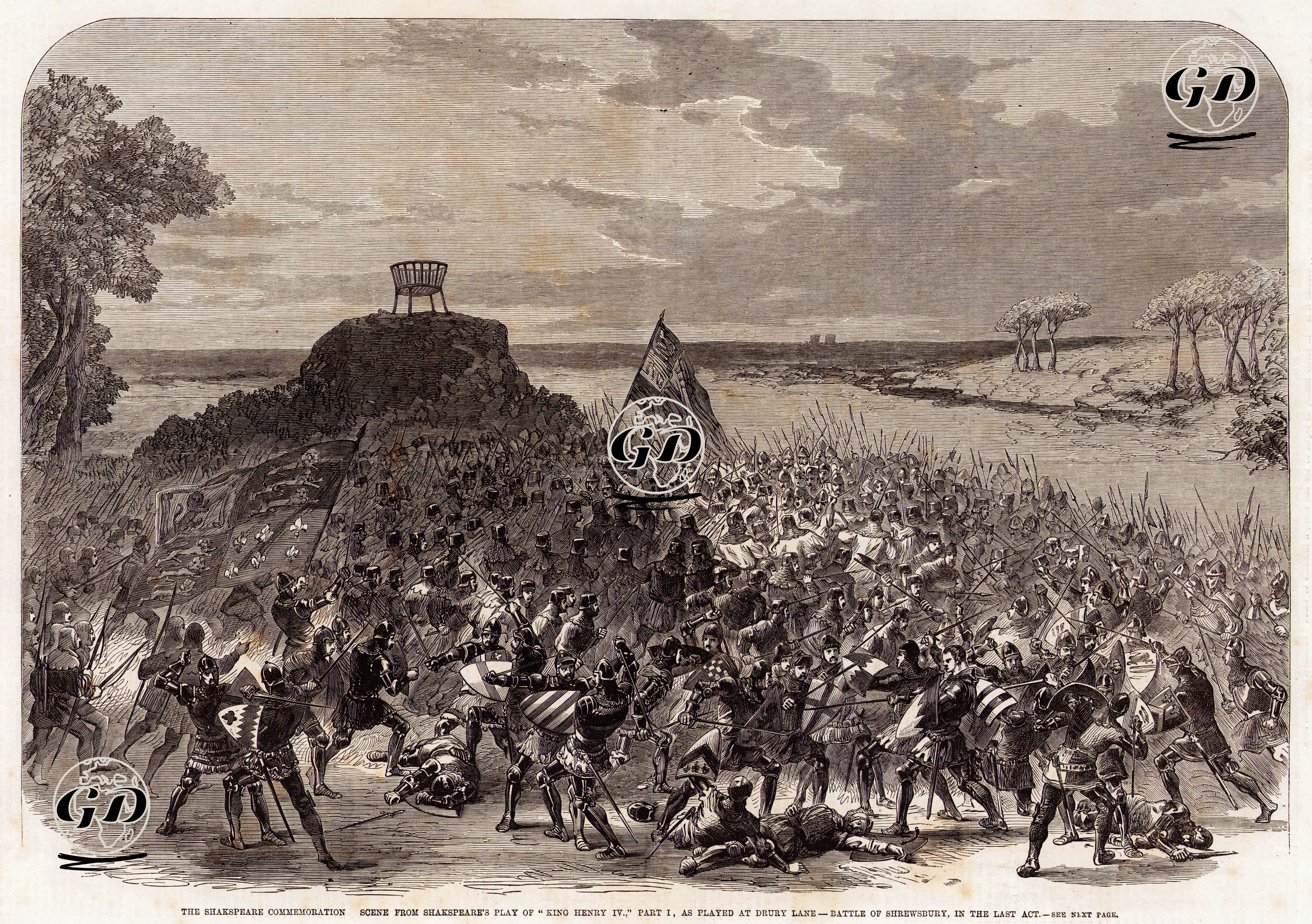 The Shakspeare Commemoration, Scene From Shakspeare's Play Of "King Henry IV." Part I, as Played Drury Lane, Battle Of shrewsbury, in The Last 
Act   -  - 1864