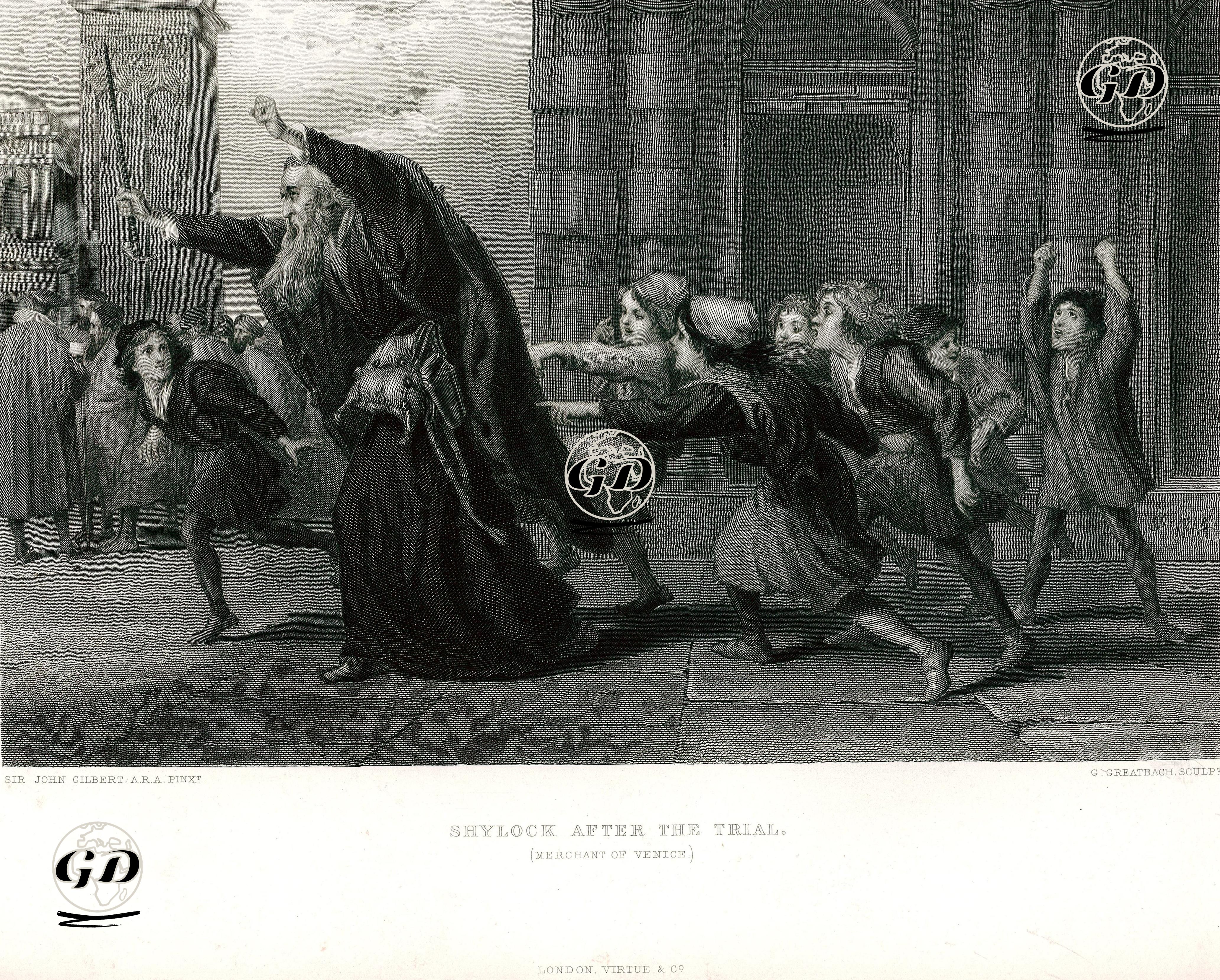 Shylock After The Trial (The Merchant Of Venice)  - John Gilbert (1817-1897) - 1873