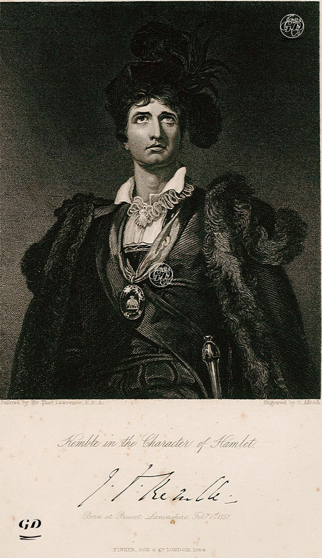 Kemble in Ths Character Of Hamlet, Born At Prescot, Lancashire, Feb 1 1757 - Thomas Lawrence (1769-1830) - 1844