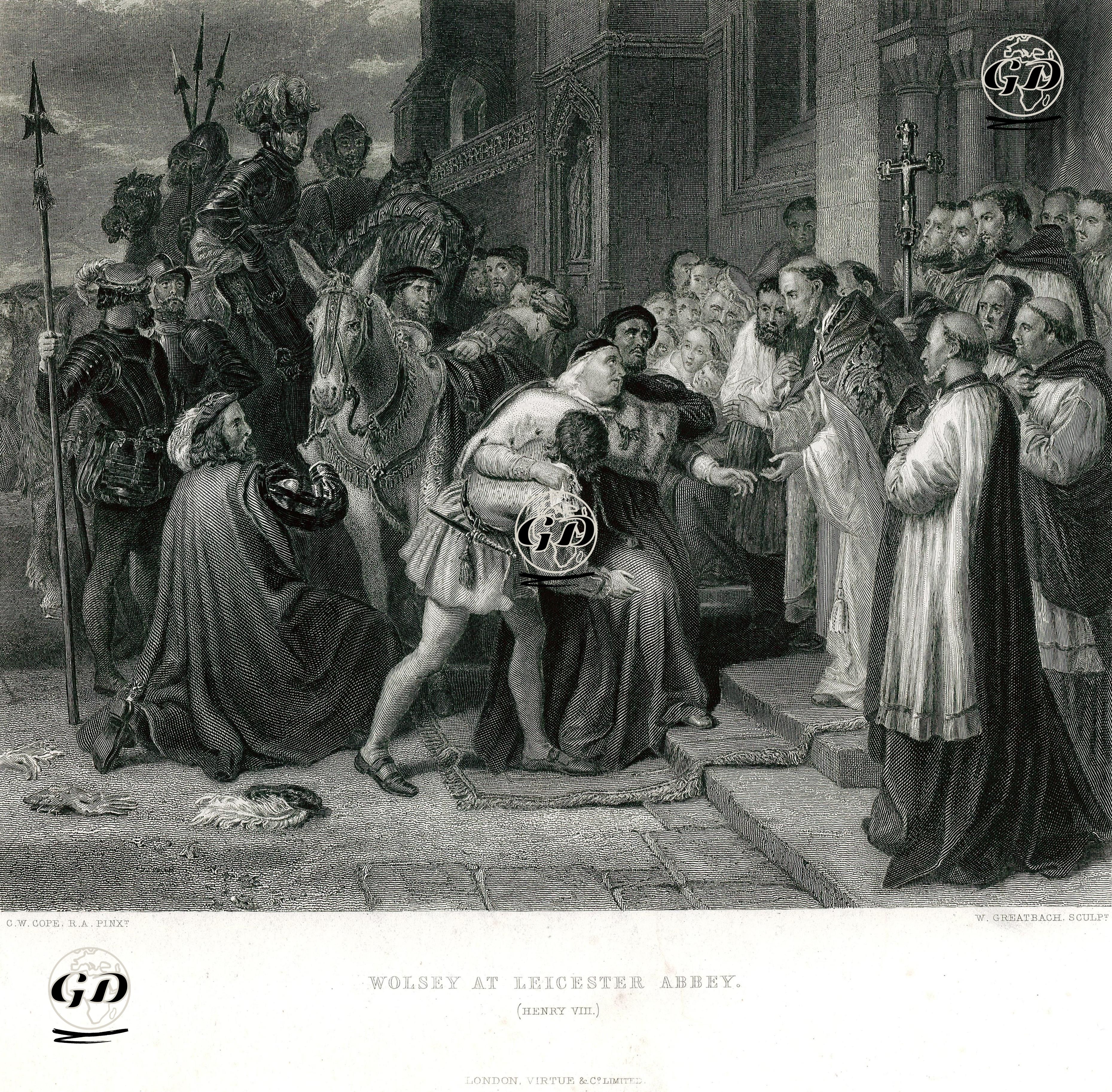 Wolsey At Leicester Abbey, Act. IV Scene ll(King Henry VIII.)  - Charles West Cope (1811-1890) - 1870-1876